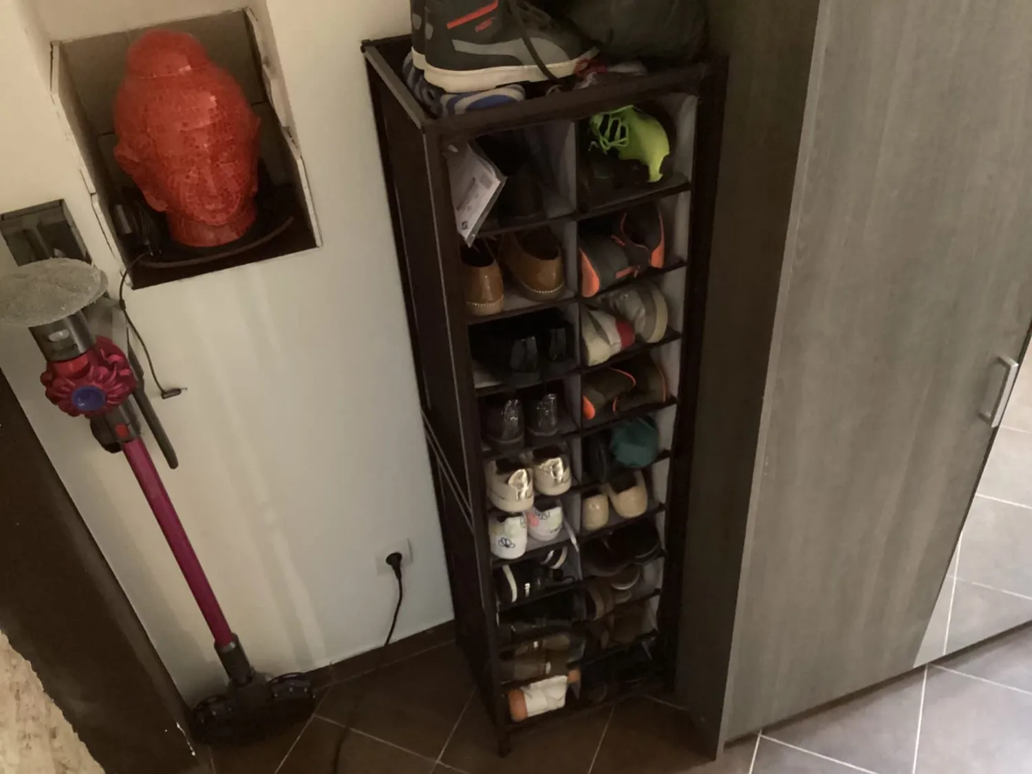 mDesign Schuhregal 20 Fächer grau Metall Textil
