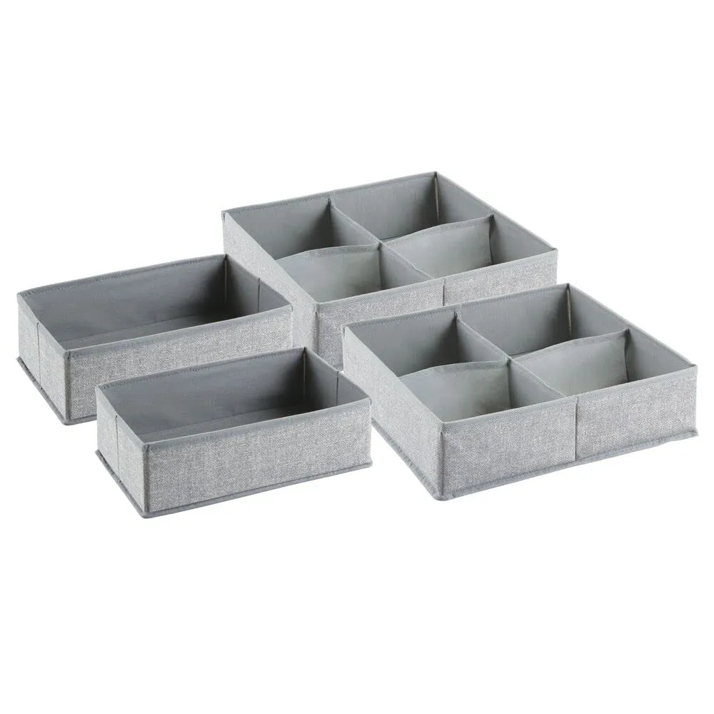 mDesign Aufbewahrungsbox 4er-Set grau Kunststoff leicht