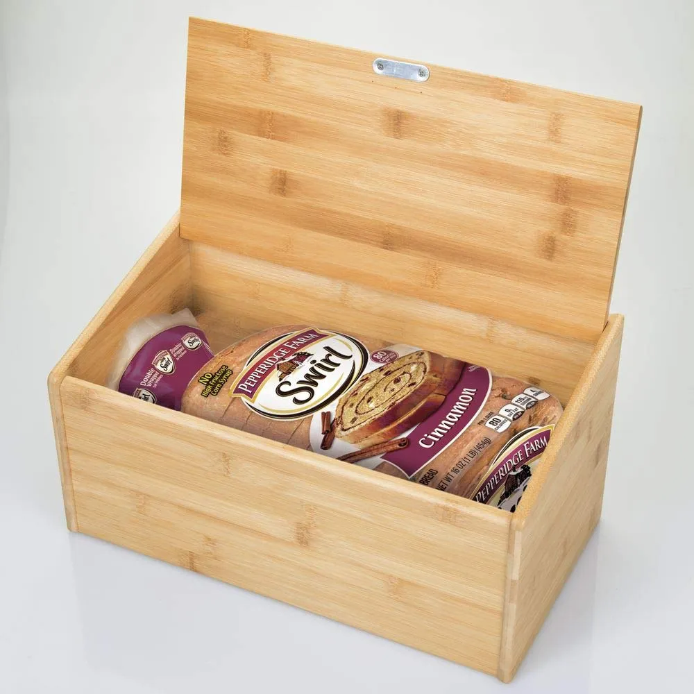 mDesign Brotkasten Bambus natur mit Deckel Brotbox Holz