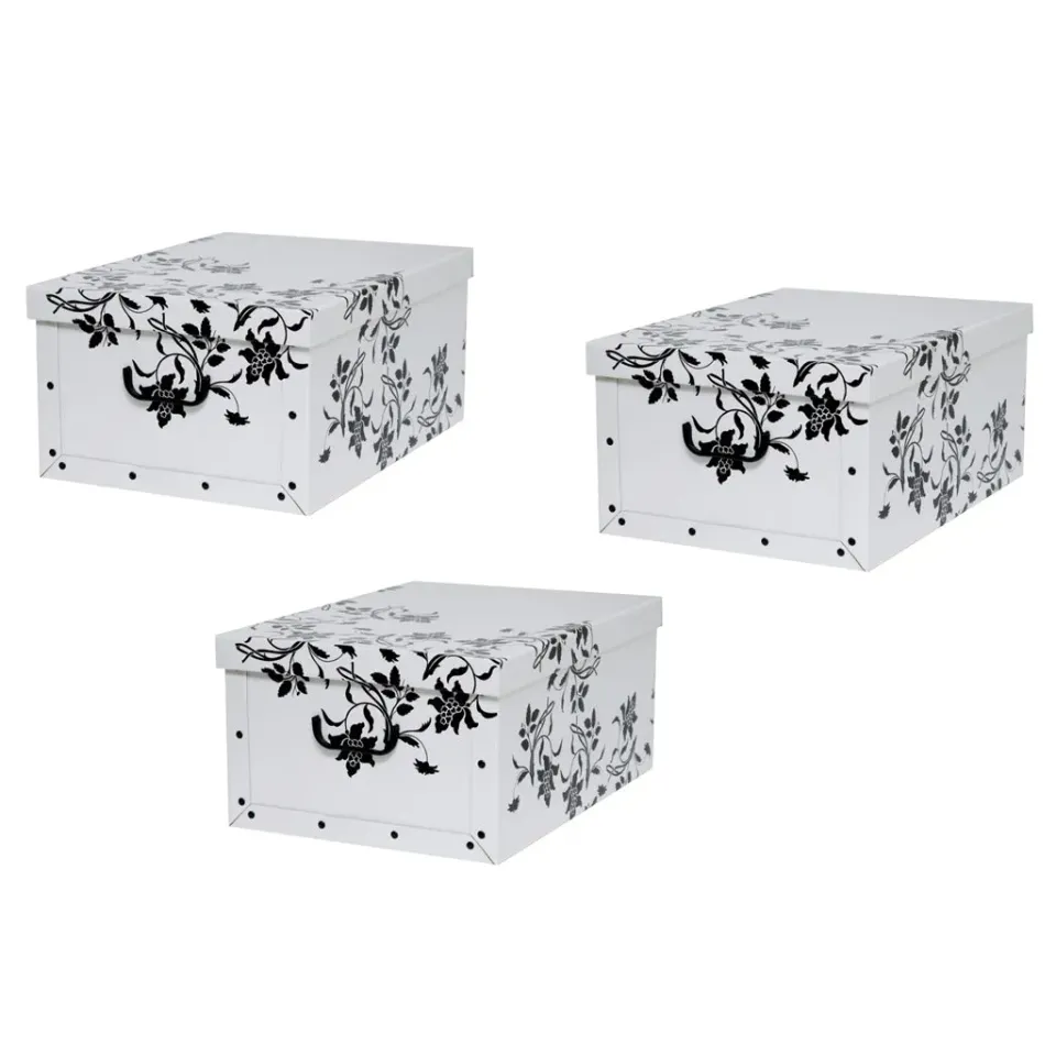 Kreher Dekokarton Blumen Barock 3x40 Liter weiß