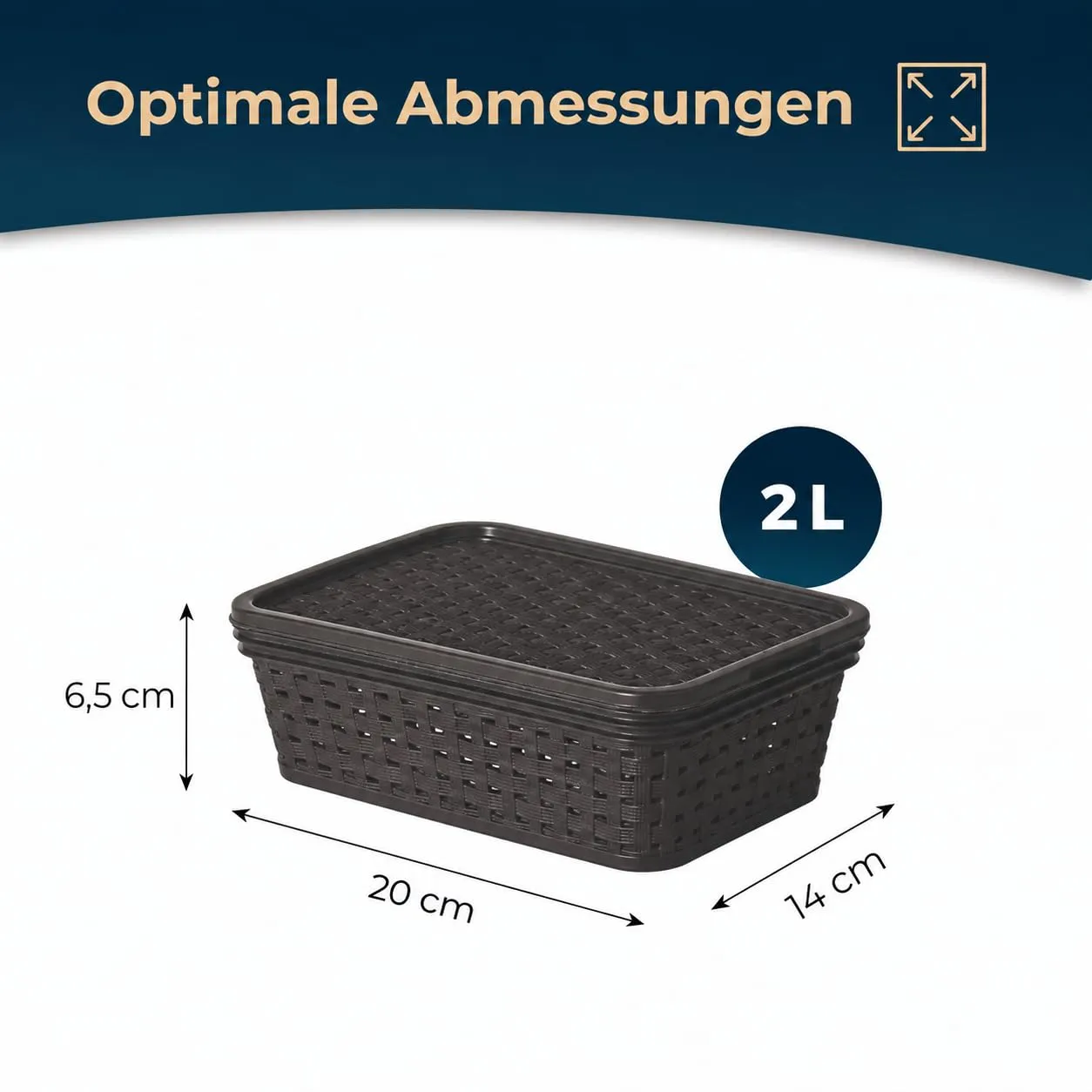 astor24 Premium Aufbewahrungsbox 3er Set 2 Liter Anthrazit