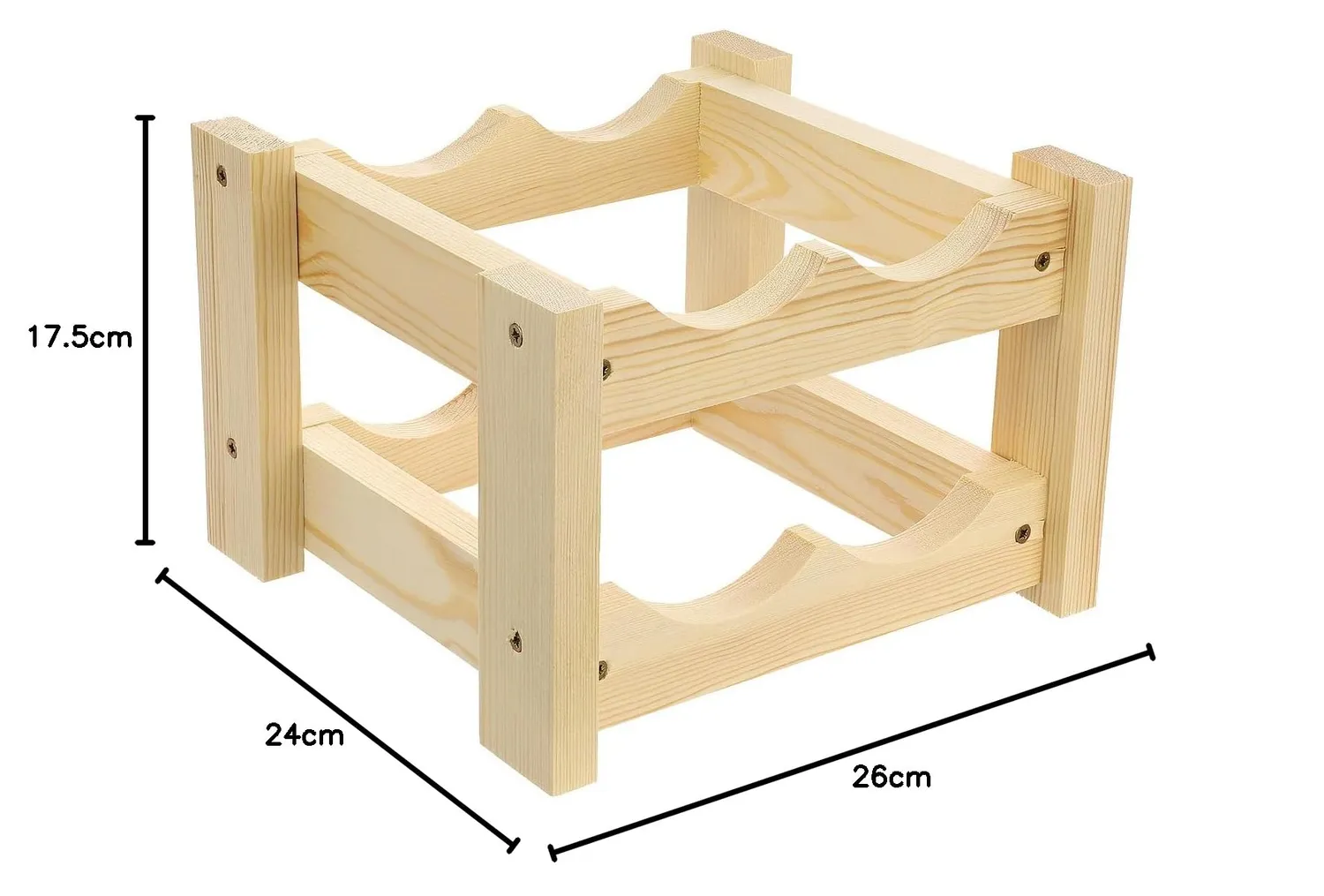 GoodFreshDecor Weinregal Holz 4 Flaschen Kiefer natur 26x24x17