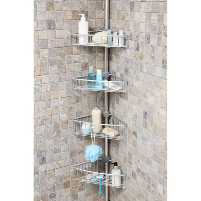 Kreher N29 Teleskop-Duschregal Aluminium Eckregal 4 Körbe