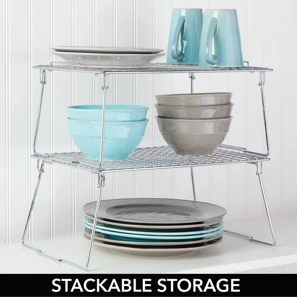 mDesign 03106MDKEU Schrankregal silber klappbar stapelbar