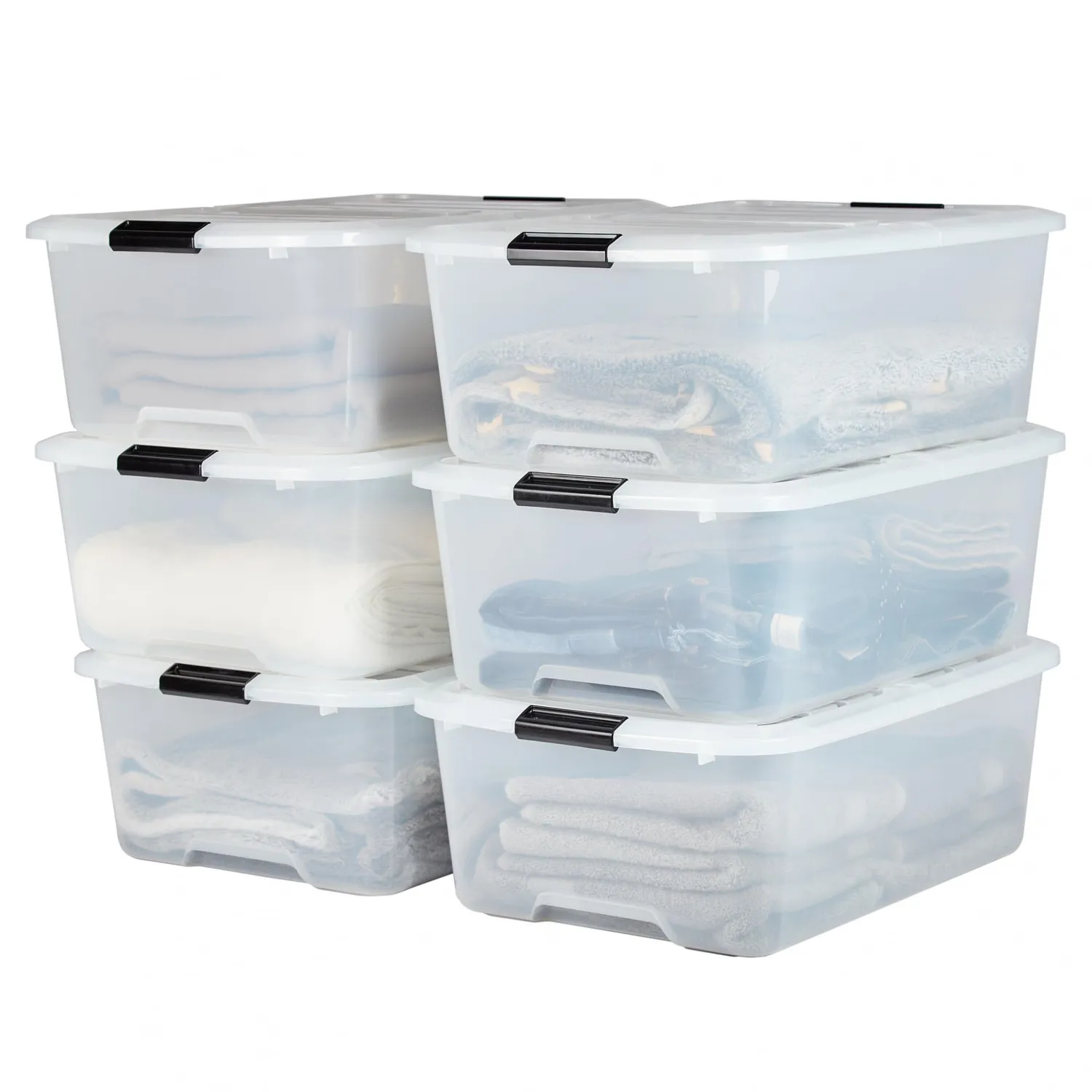 Iris Ohyama Aufbewahrungsbox 45L 3er-Set Schwarz Deckel
