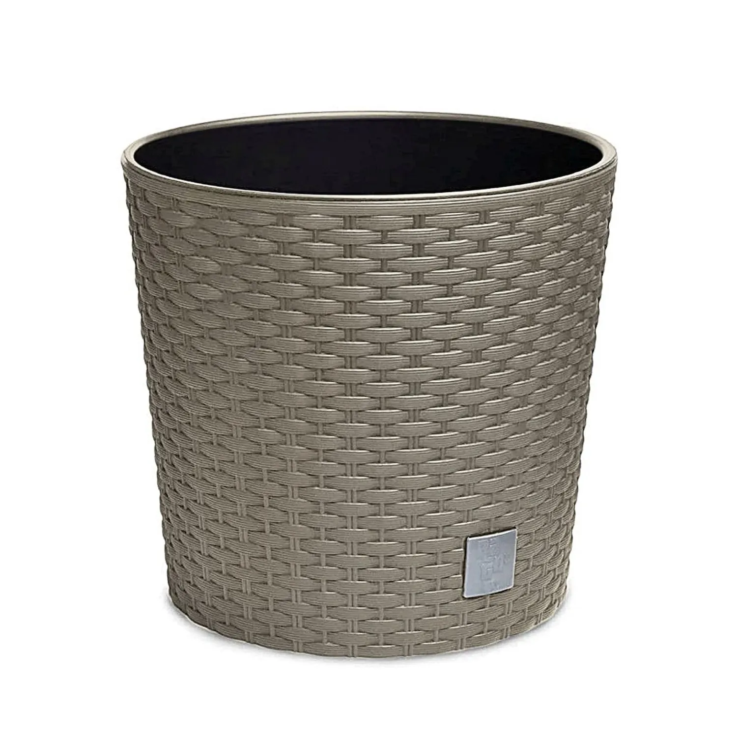 astor24 Blumentopf Rattan-Optik 20 cm schwarz mit Einsatz