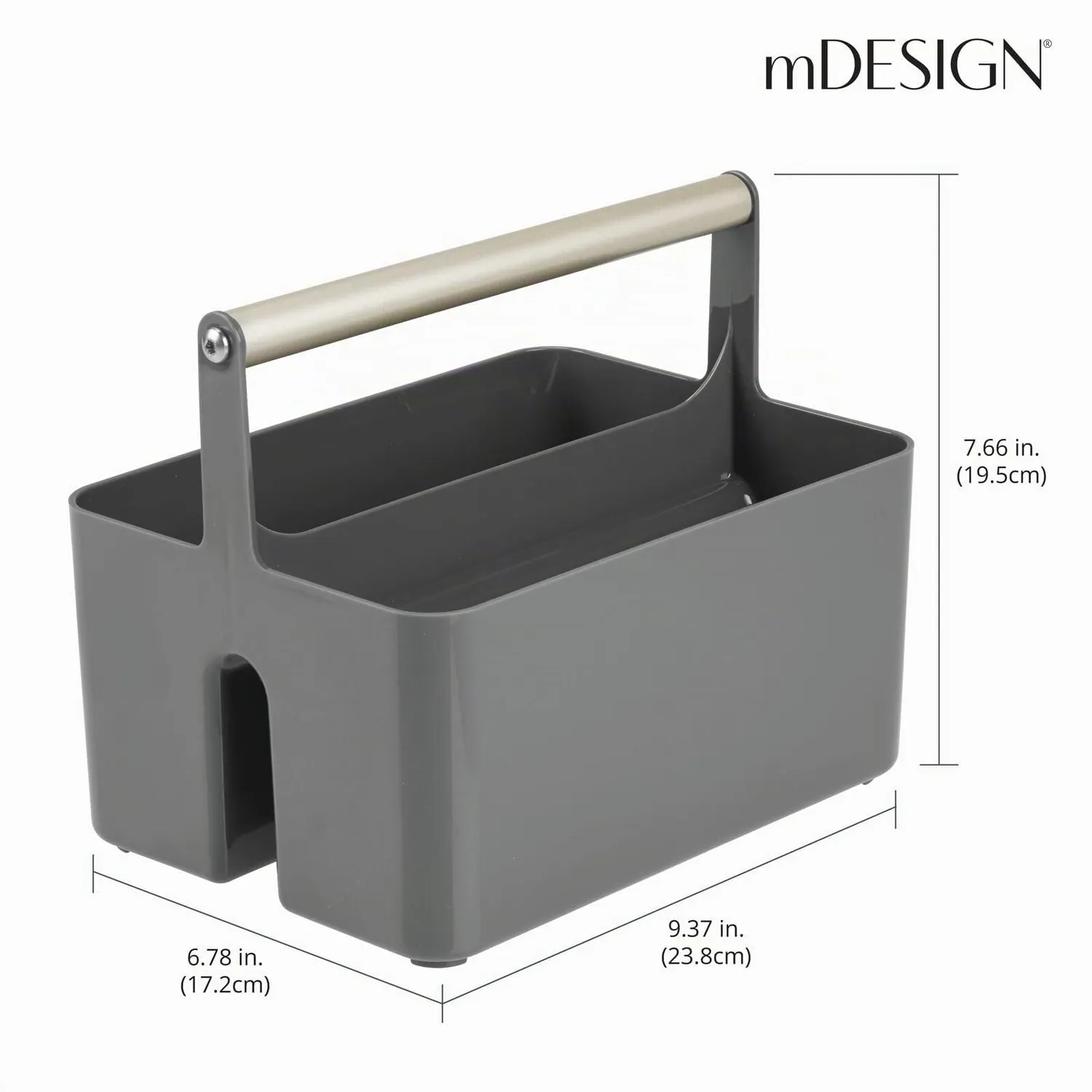mDesign Badkorb Organizer dunkelgrau 2 Fächer Griff