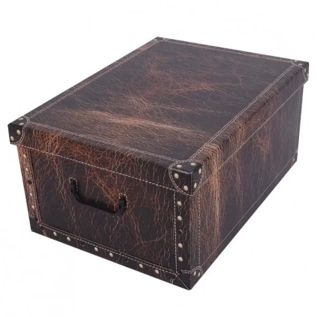 Kreher Dekokarton Aufbewahrungsbox 40L Leder dunkel