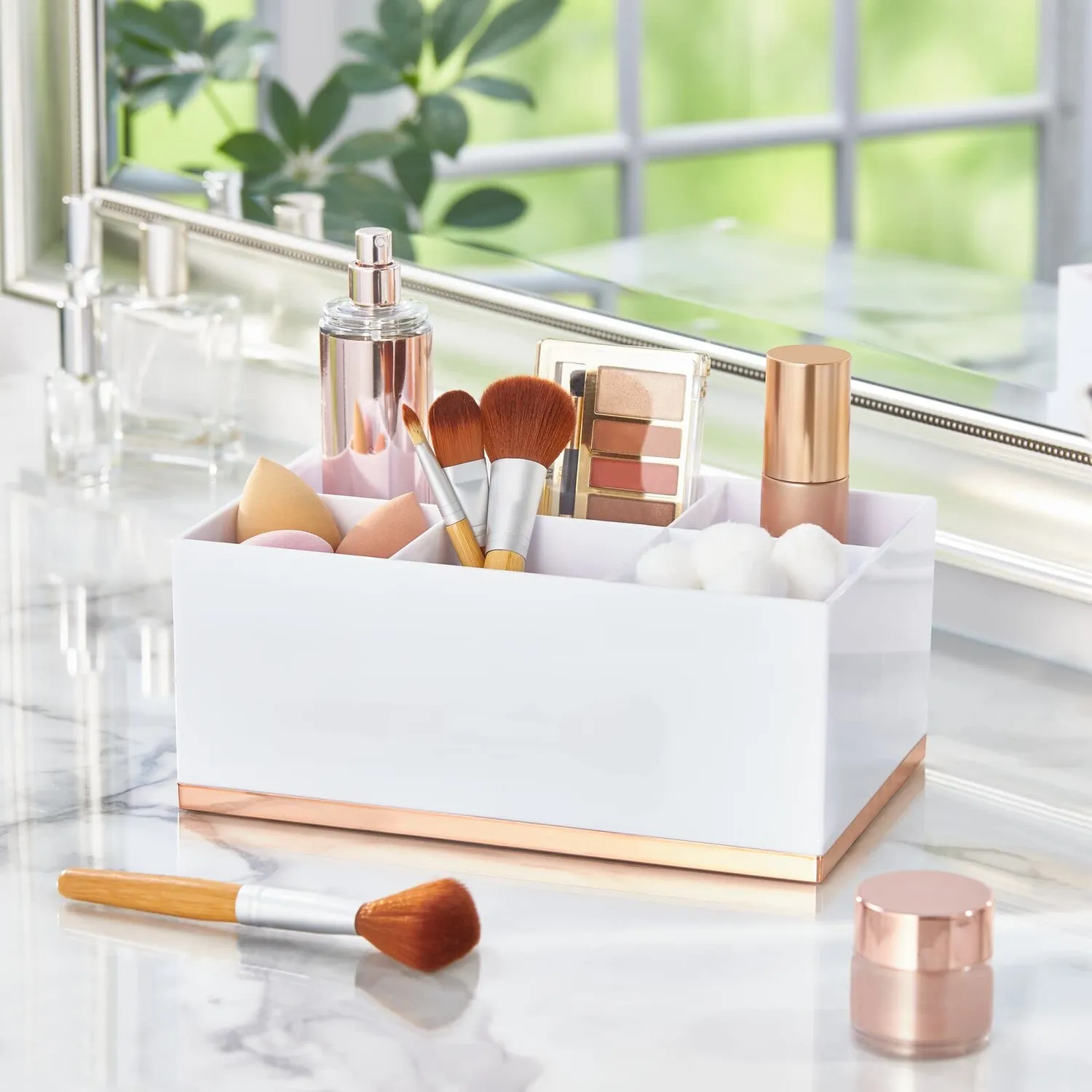 mDesign Make-up Organizer 6 Fächer weiß rotgold Kunststoff