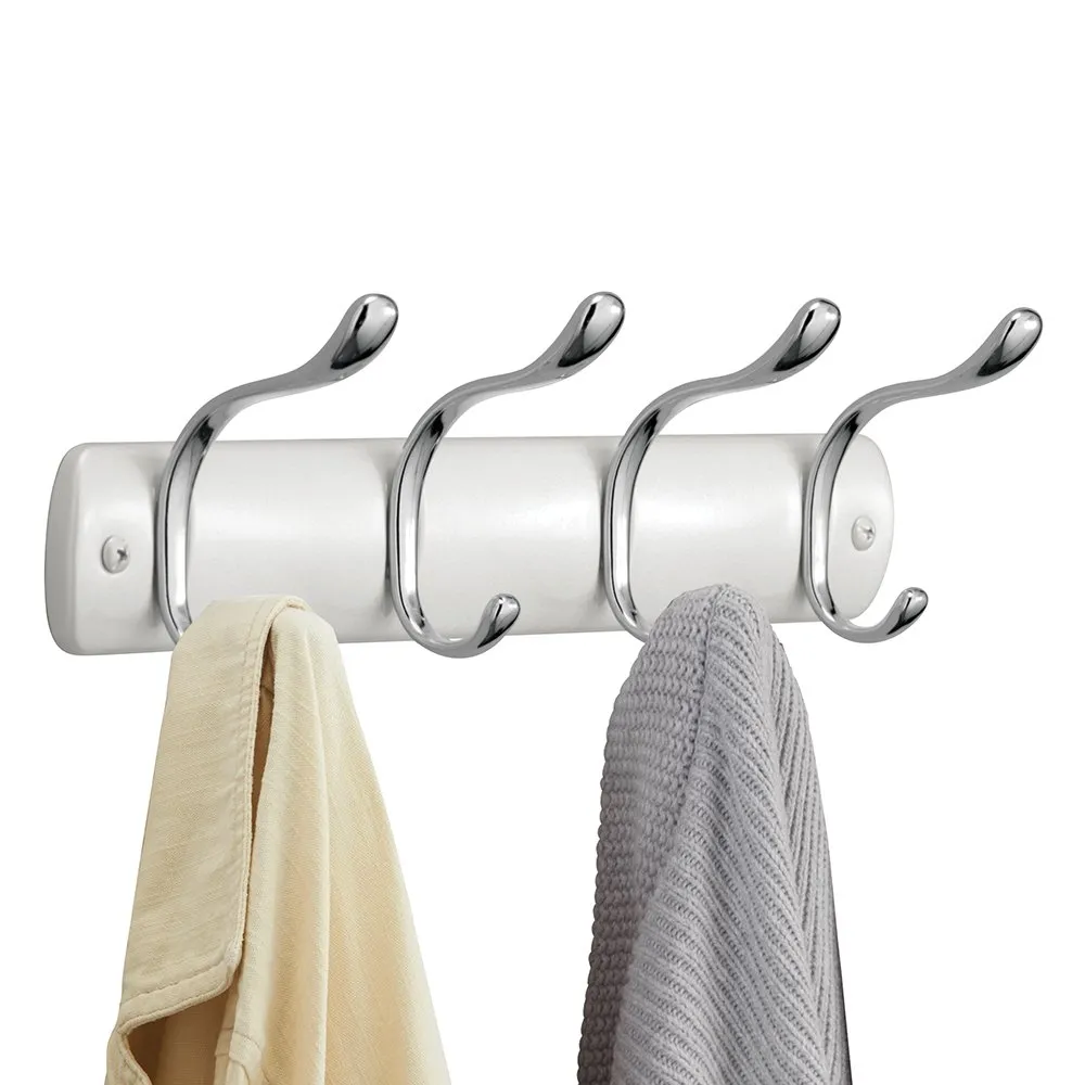 mDesign Hakenleiste Stahl perlweiß 4 Doppelhaken