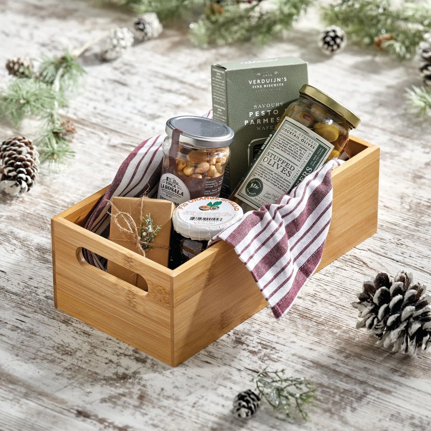 mDesign Bambus Aufbewahrungsbox 4er-Set naturfarben mit Griff