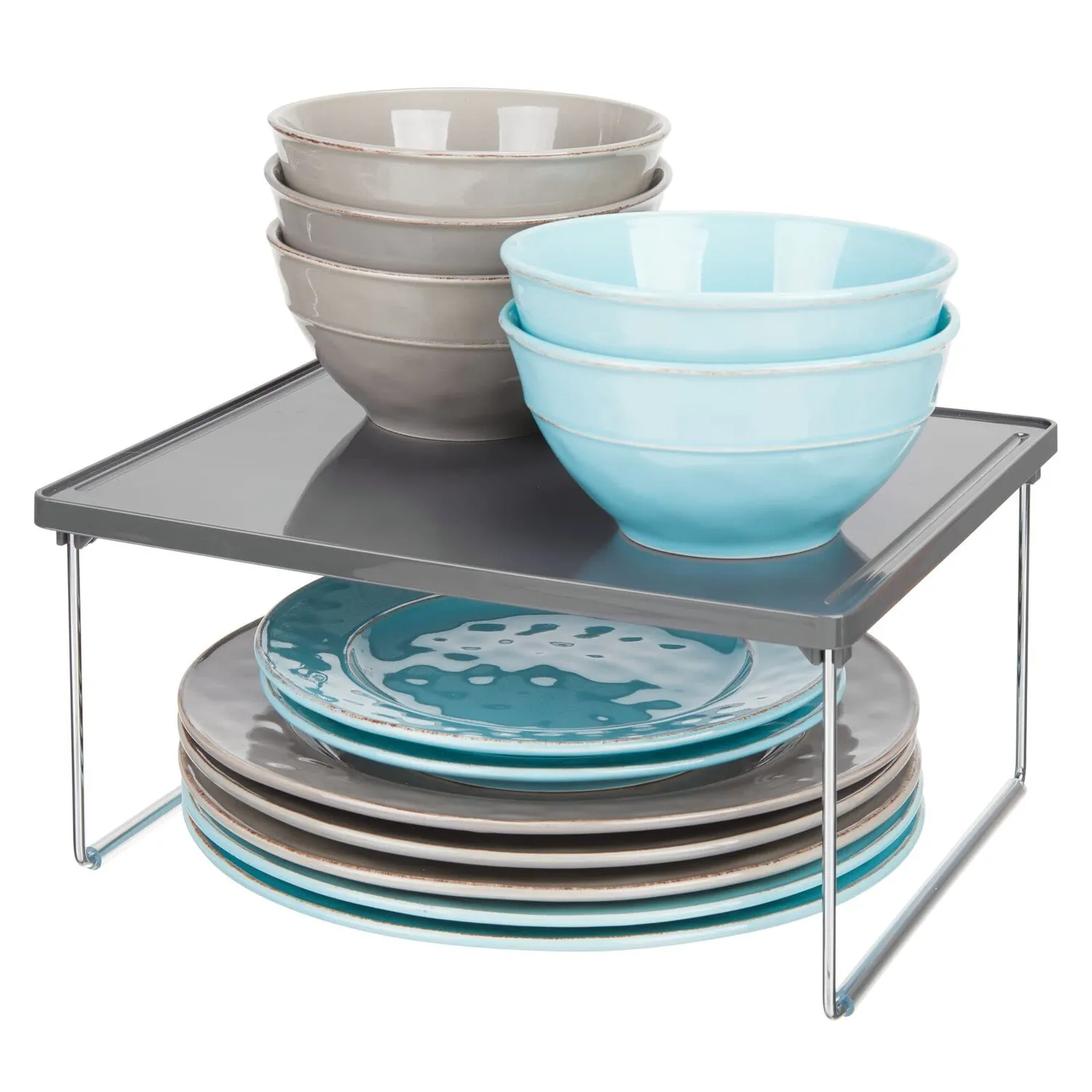 mDesign 02513MDKEU Tellerregal stapelbar dunkelgrau 1 Stück