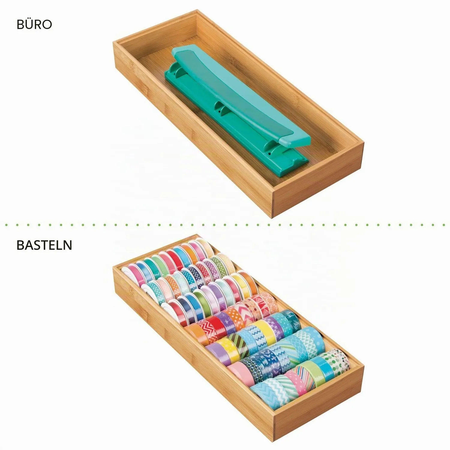 mDesign 01623MDKEU Besteckeinsatz Bambus 2er-Set hellbraun