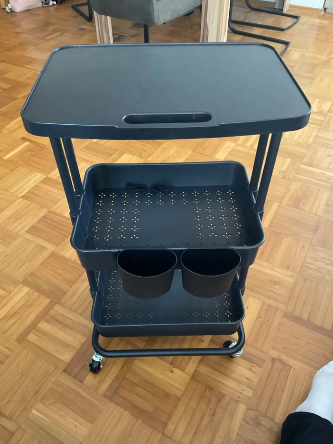 BOMCLAP Rollwagen Küchenwagen 3 Etagen schwarz 42x35cm
