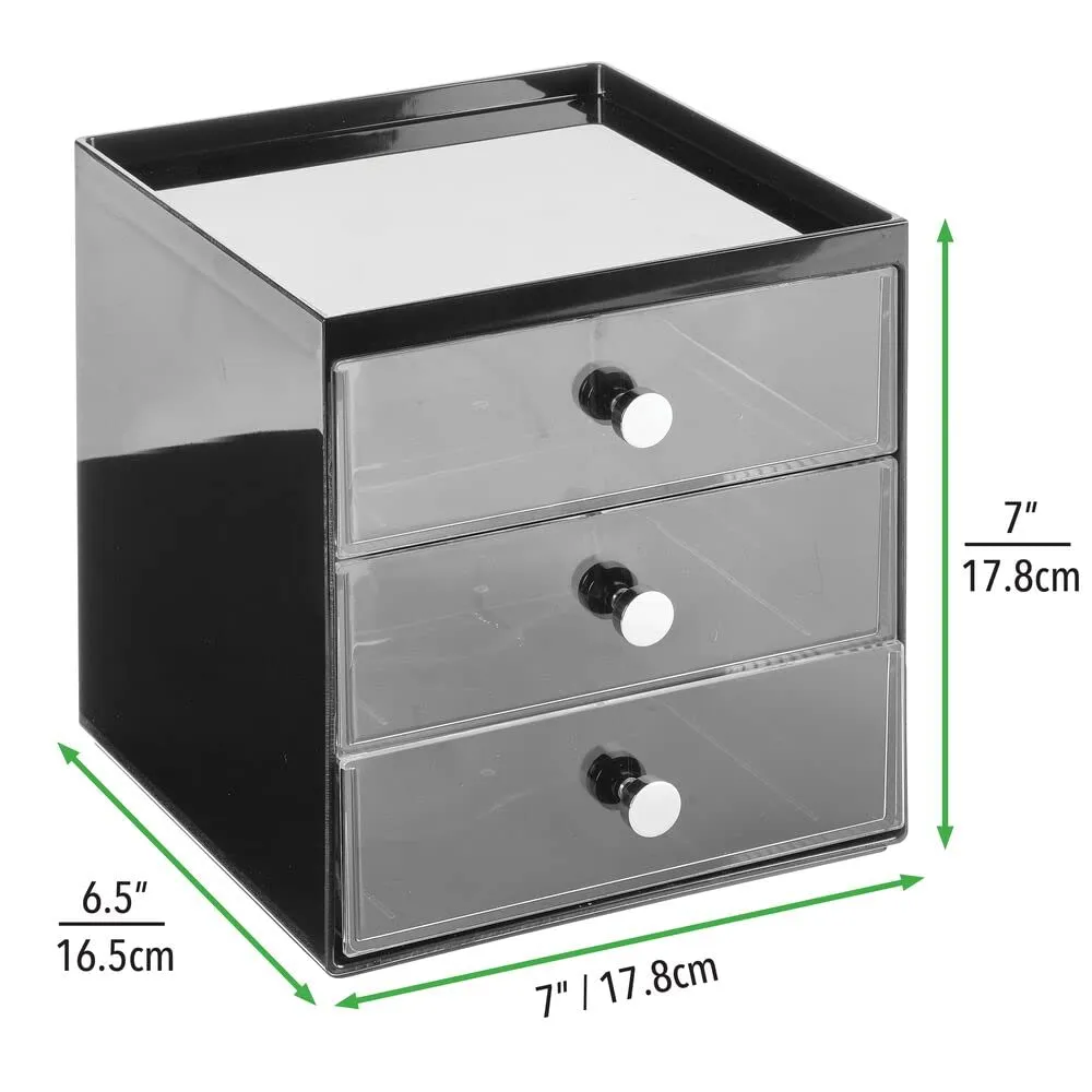 mDesign Schreibtisch Aufbewahrungsbox 3 Schubladen schwarz