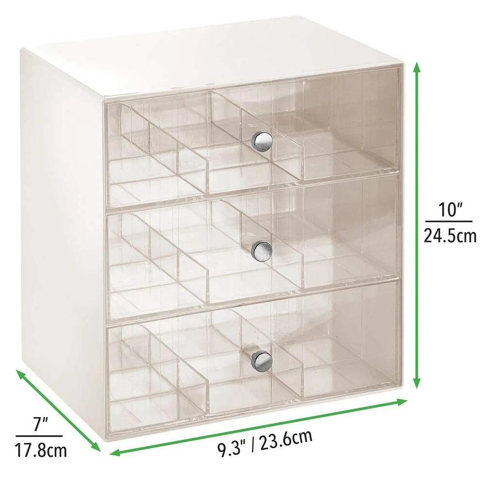 mDesign Teebox 27 Fächer 3 Schubladen Teebeutelbox Creme