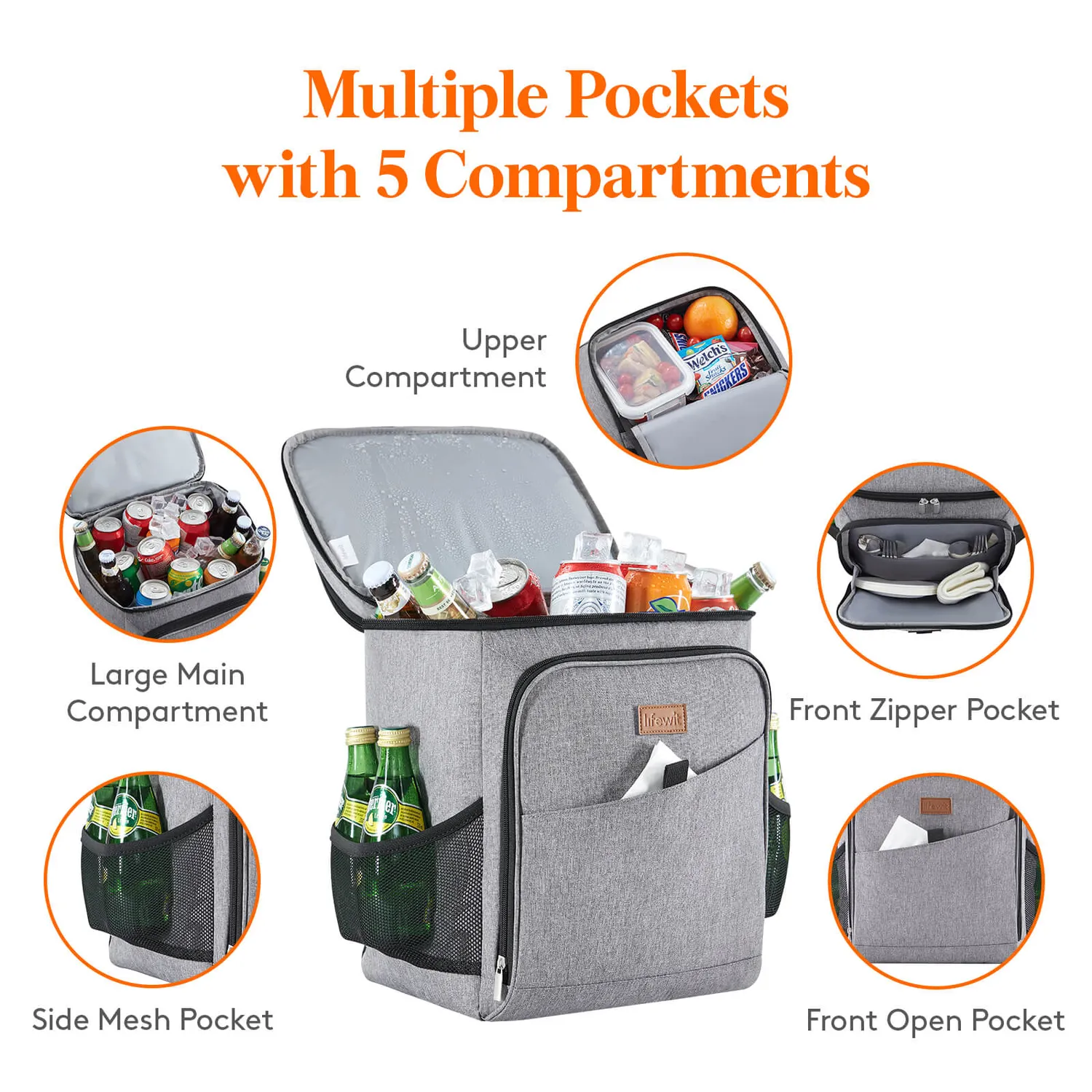 Lifewit Kühlrucksack 26L schwarz für Picknick