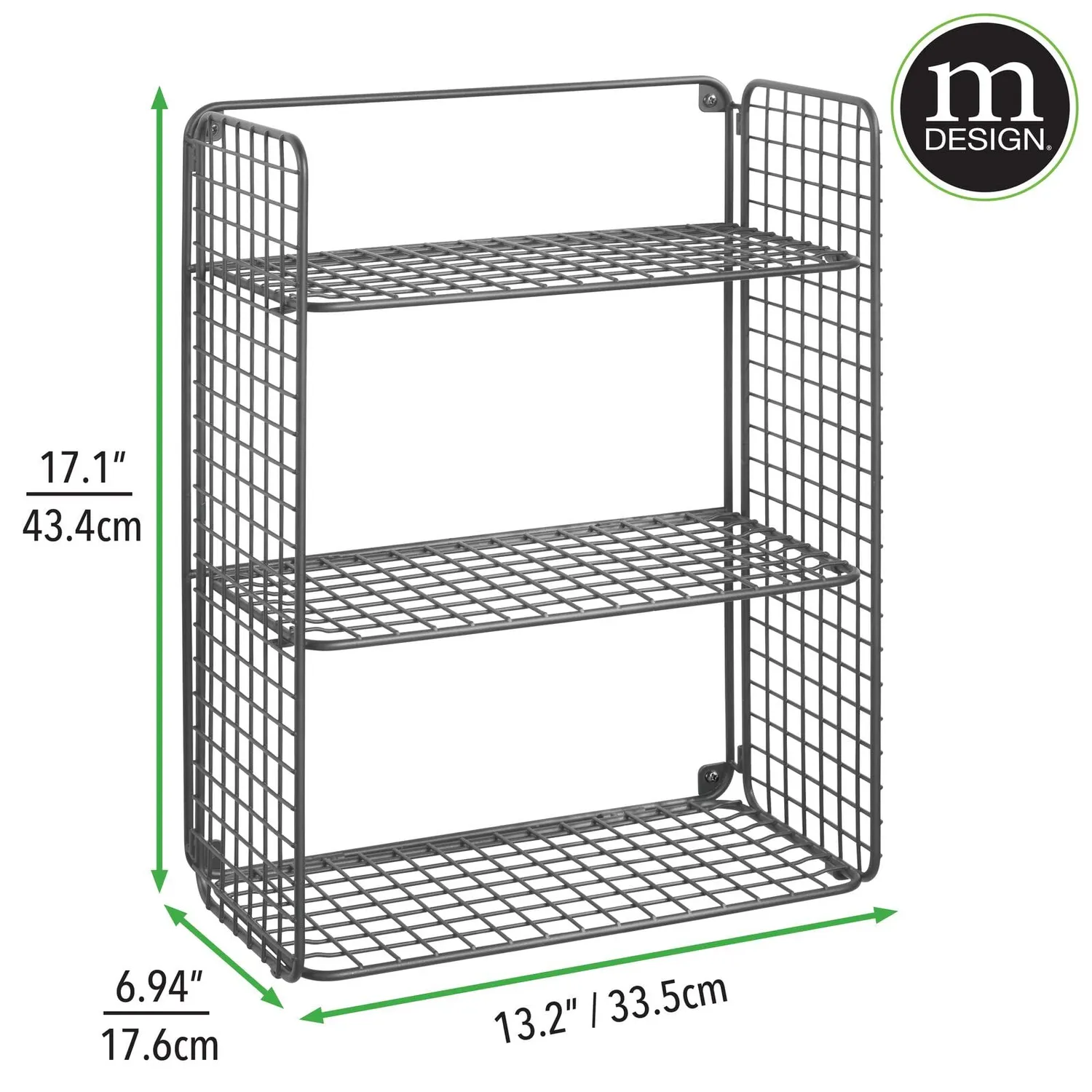 mDesign Wandregal Bad 3-etagig grau Draht Metall faltbar