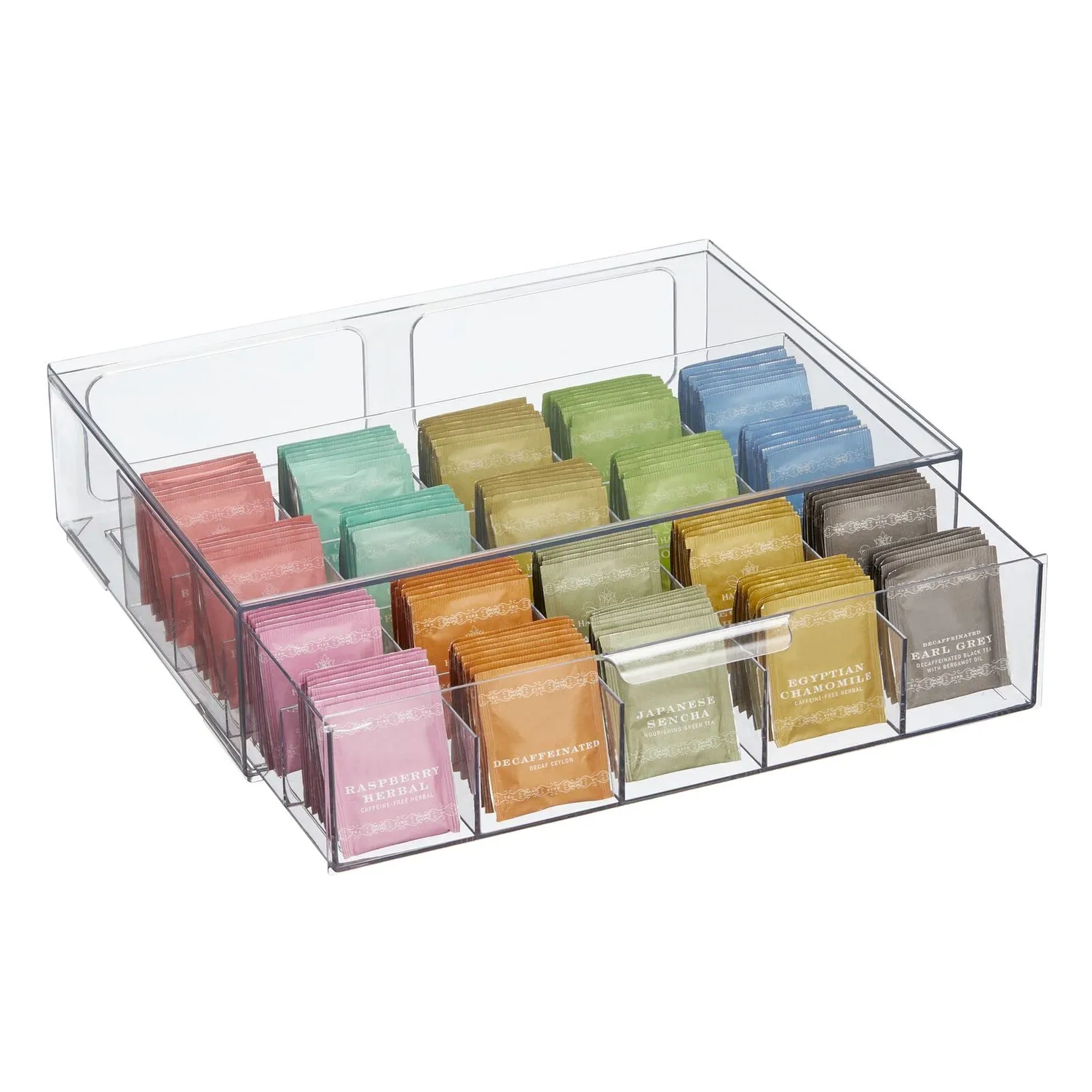 mDesign 23048MDKEU Teekiste Aufbewahrungsbox durchsichtig 20 Fächer
