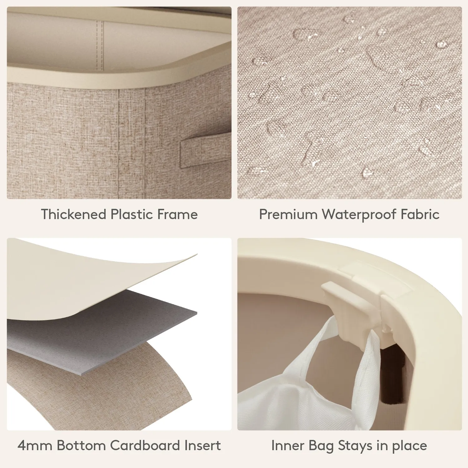 Lifewit 105L Wäschekorb mit Deckel Beige reissfest
