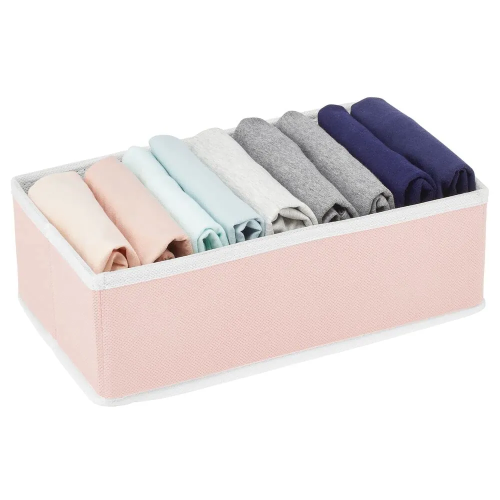 mDesign Organizer Box 6er Set Stoff Kleiderbox rosa weiß Unterwäsche