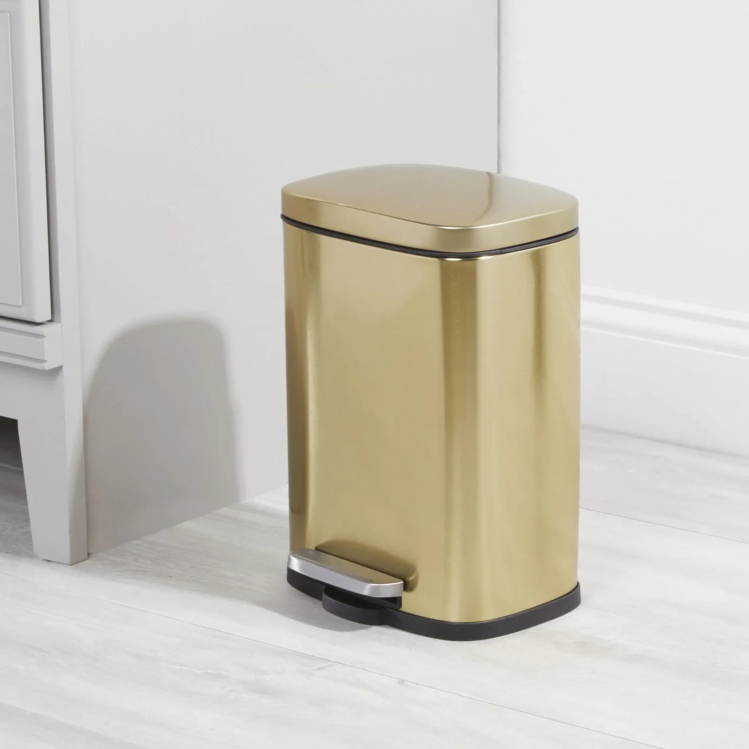 mDesign Tretmülleimer 5 L Edelstahl Mülleimer messingfarben