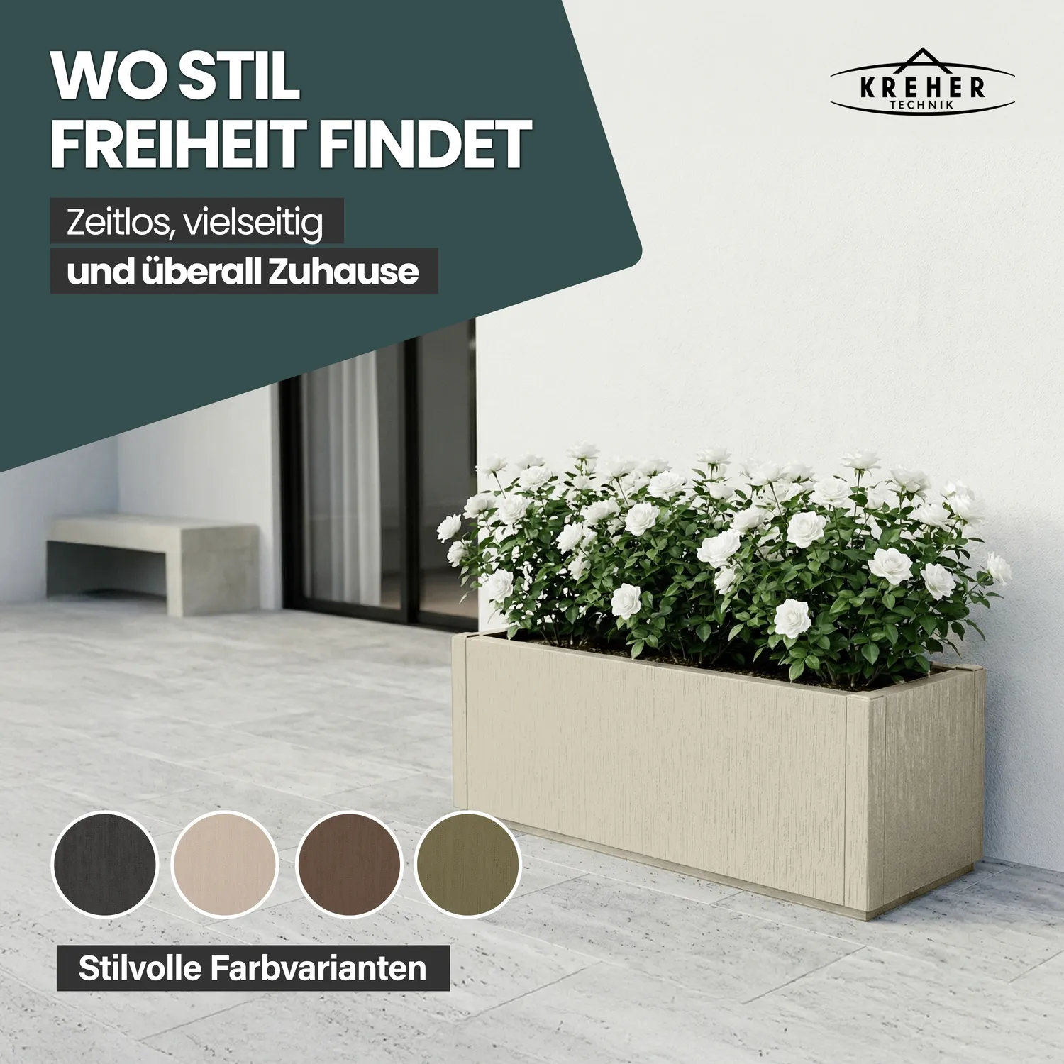 Kreher Ethica Pflanzkasten 80cm beige Struktur 80L