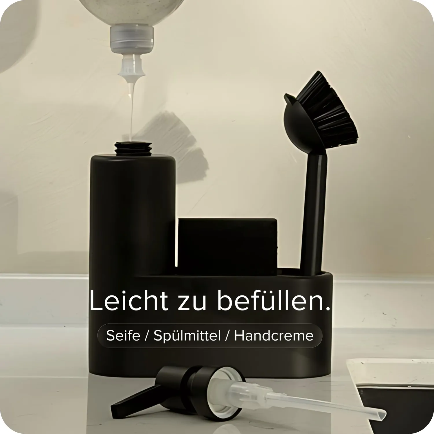 Black Spülbecken Organizer Kunststein schwarz matt