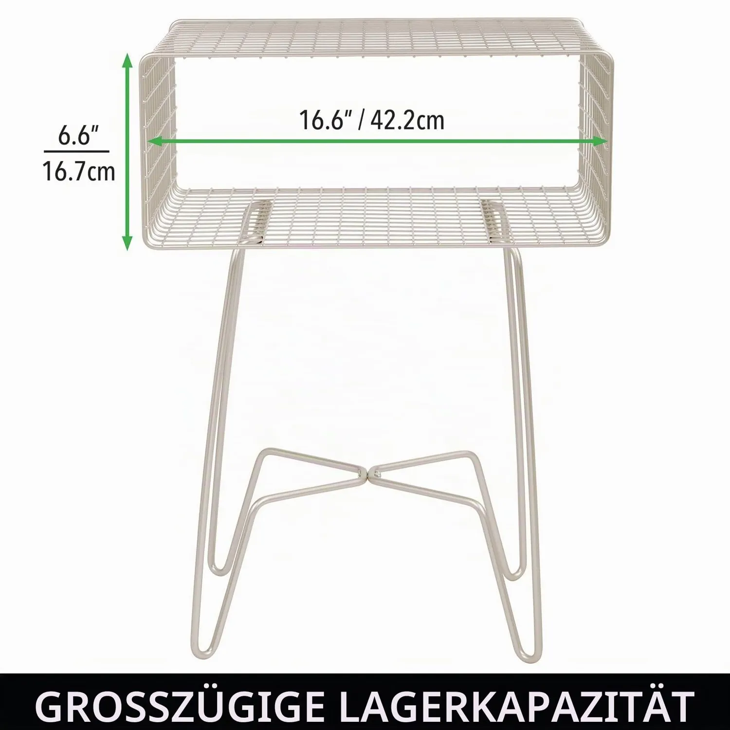 mDesign Beistelltisch Metalldraht mit Korb Beistelltisch Mattsilber