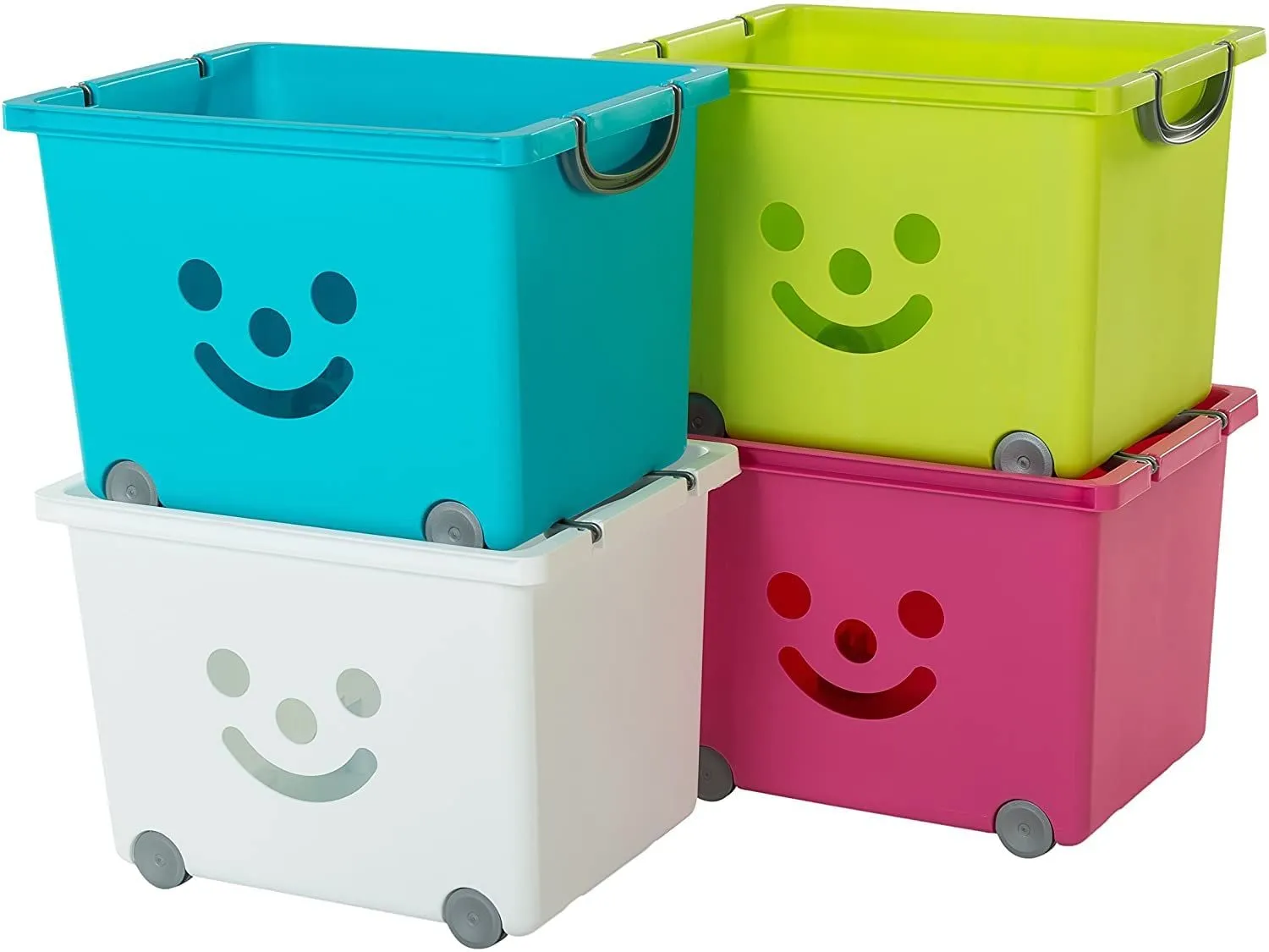 Iris Ohyama KCB-43 Spielzeugbox 34 L 2er-Set grün mit Rädern