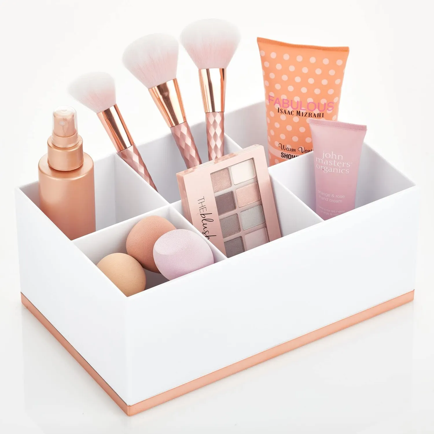 mDesign Make-up Organizer 6 Fächer weiß rotgold Kunststoff