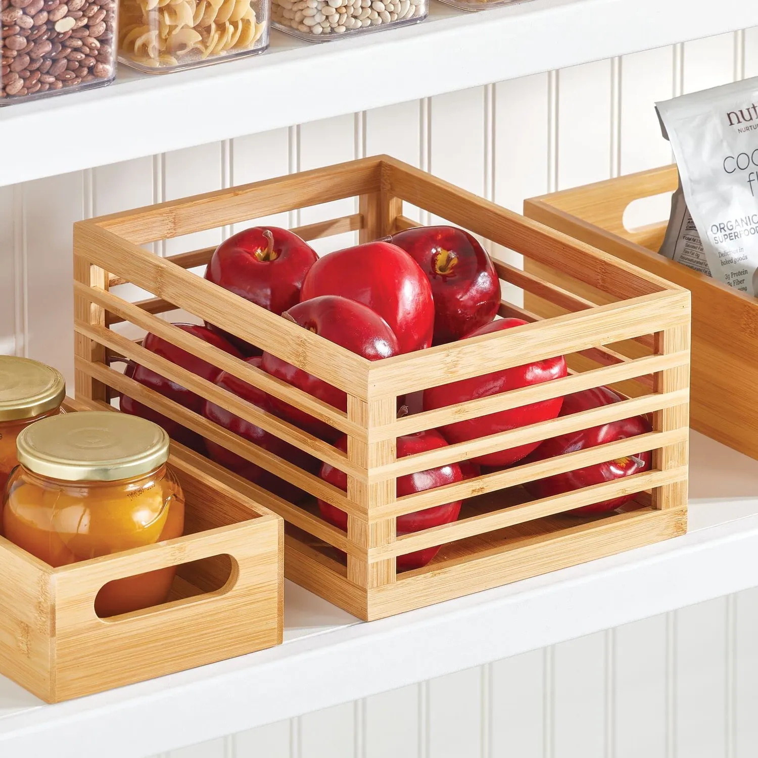 mDesign Küchen Organizer Bambus 6er-Set natur 30,5 cm