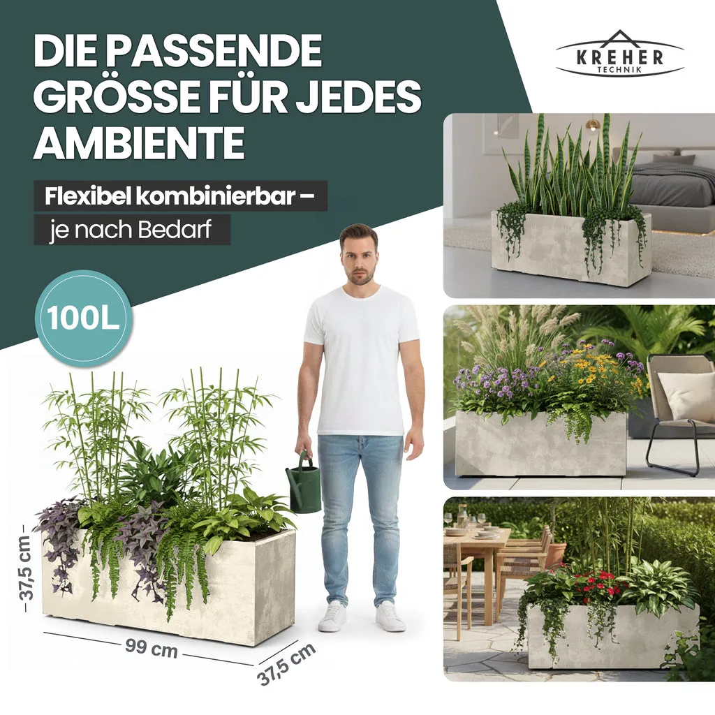 Kreher Millennium 100L Pflanzkübel Creme Weiß rechteckig