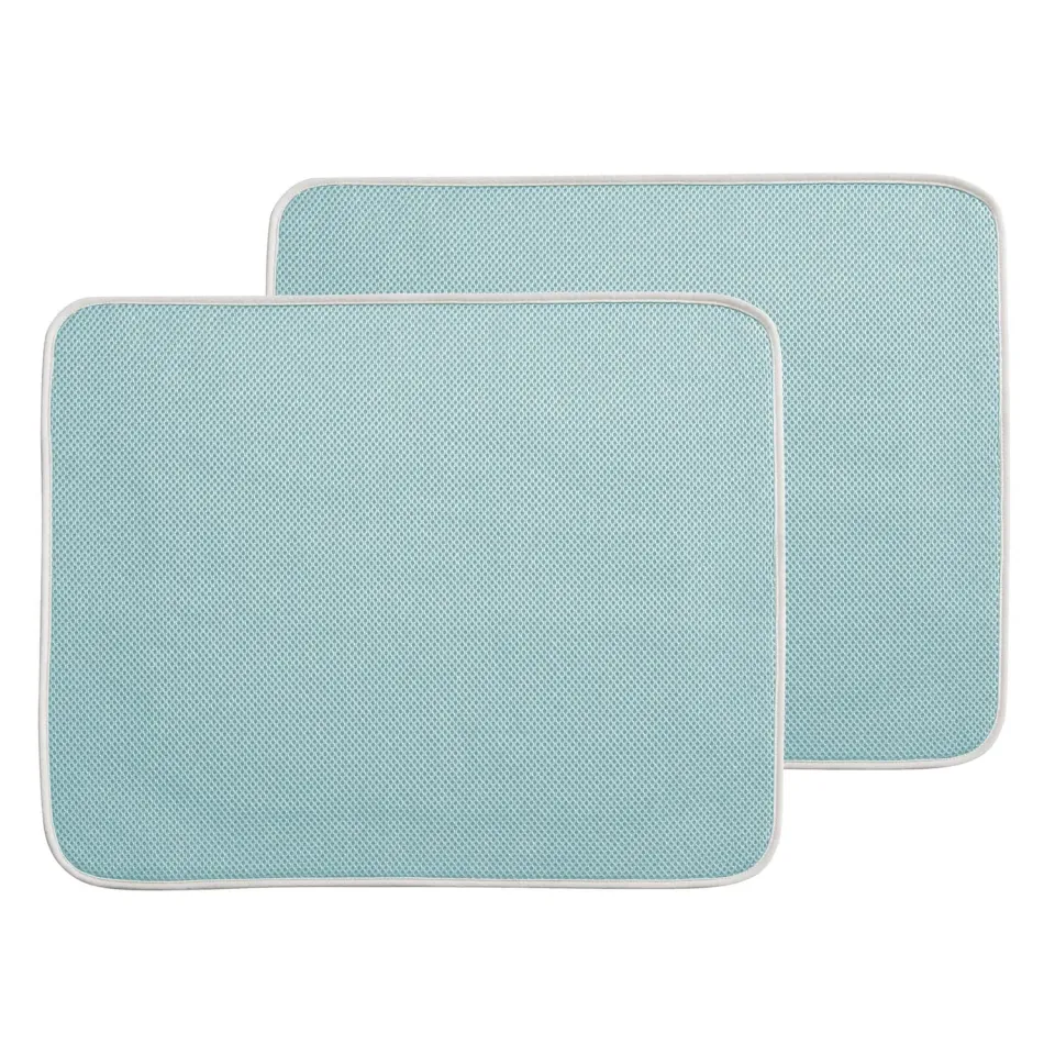 mDesign Abtropfmatte Mikrofaser 2er-Set blau 45,7x40,6cm