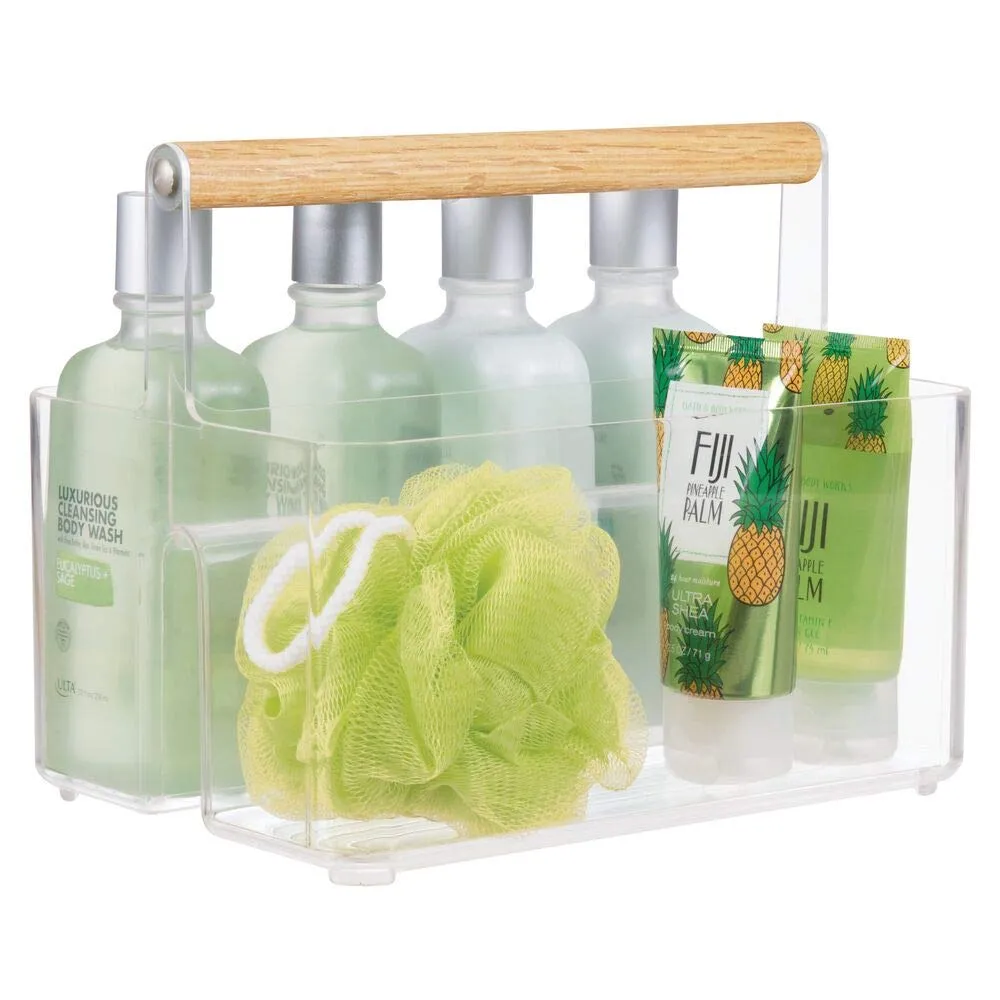 mDesign Bad Organizer Korb 2 Fächer transparent-natur Griff