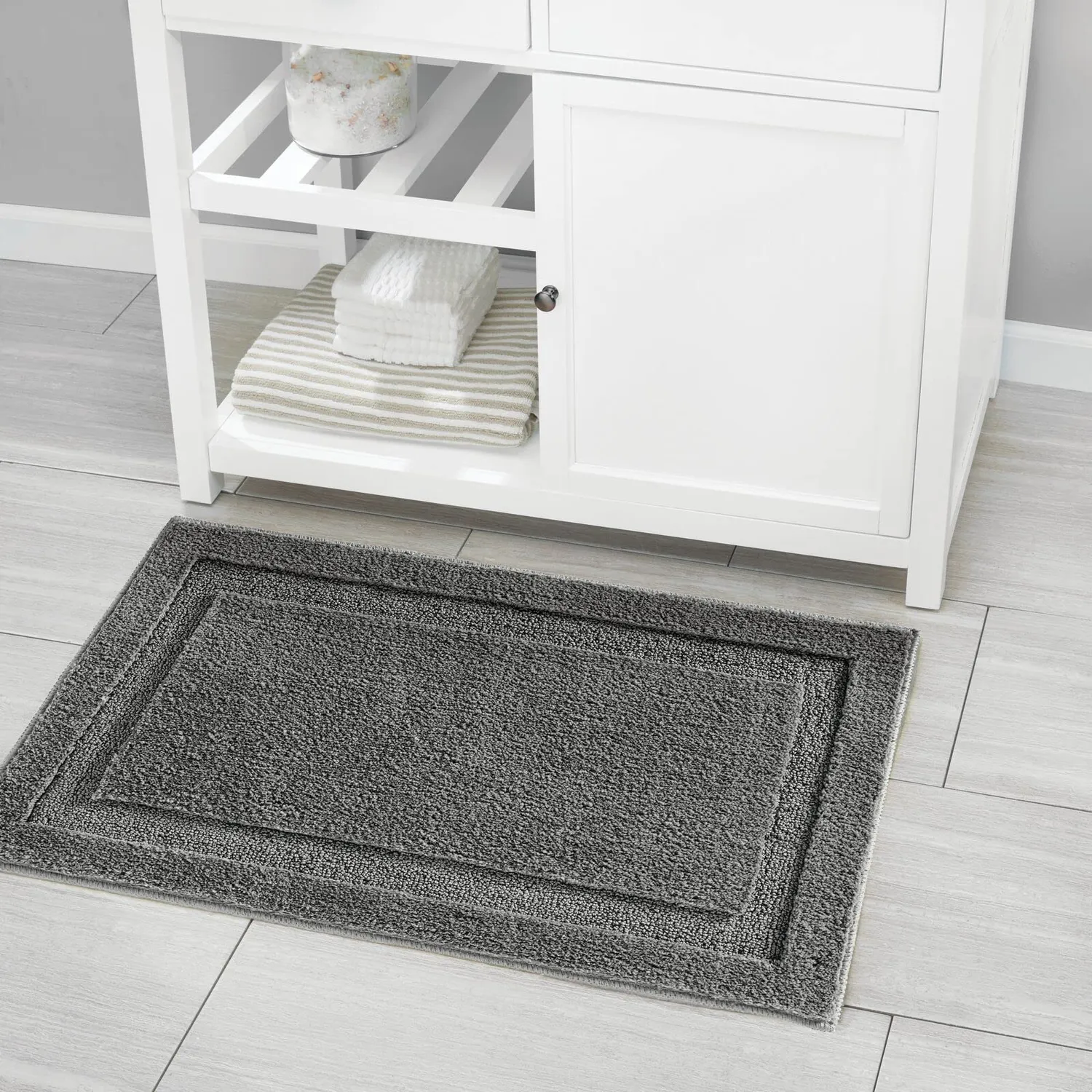 mDesign Badteppich 3er-Set Mikrofaser dunkelgrau