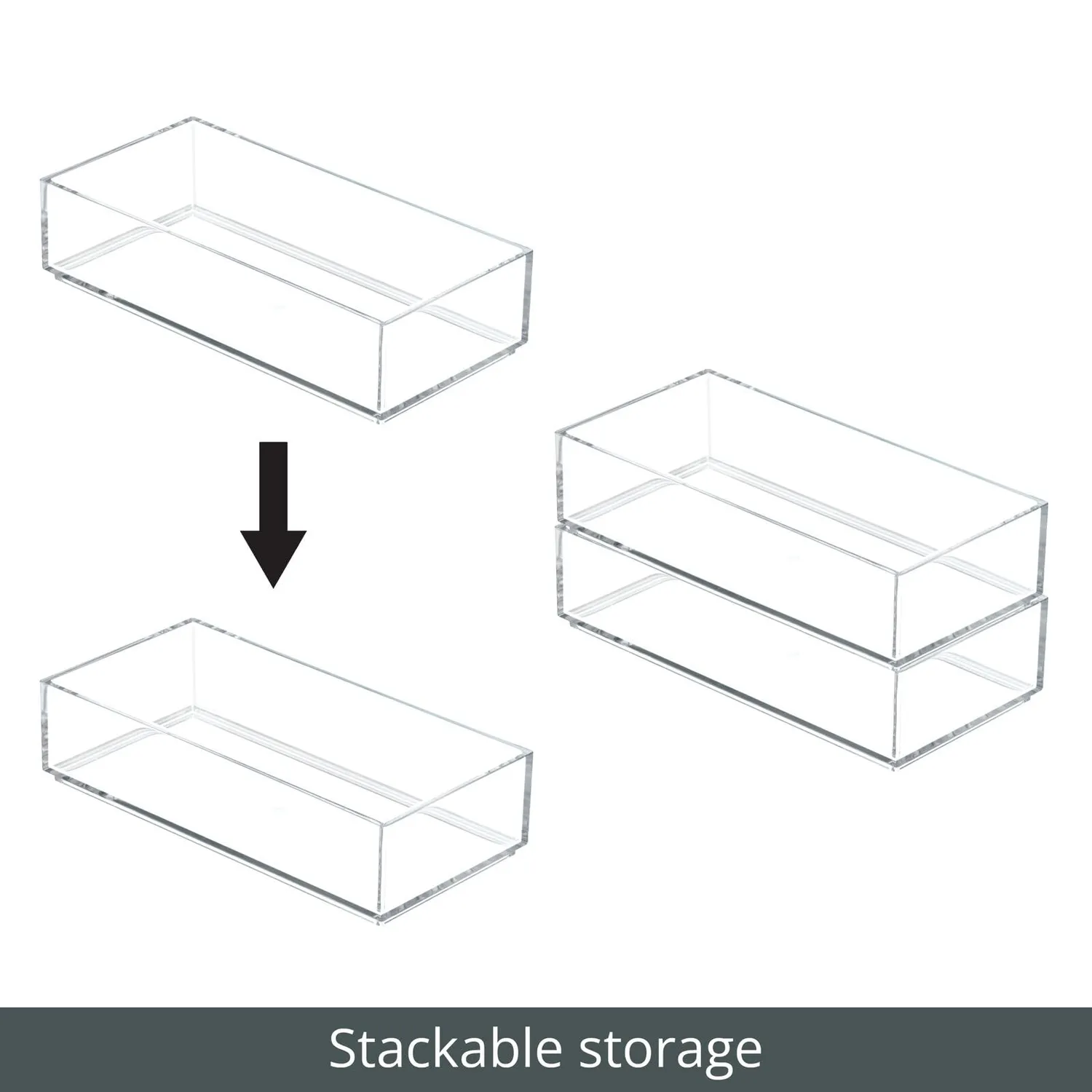 mDesign Kosmetik Organizer Box 3er-Set durchsichtig 20,3 cm stapelbar