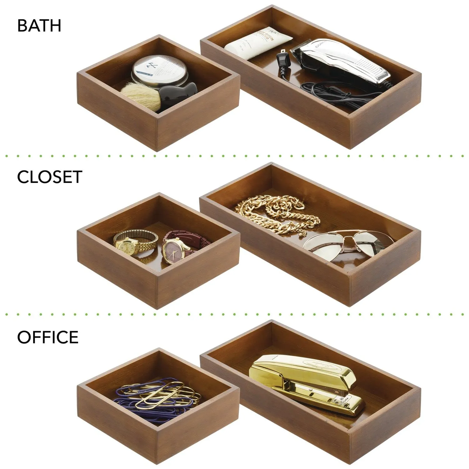 mDesign Bambus Aufbewahrungsbox 2er-Set braun
