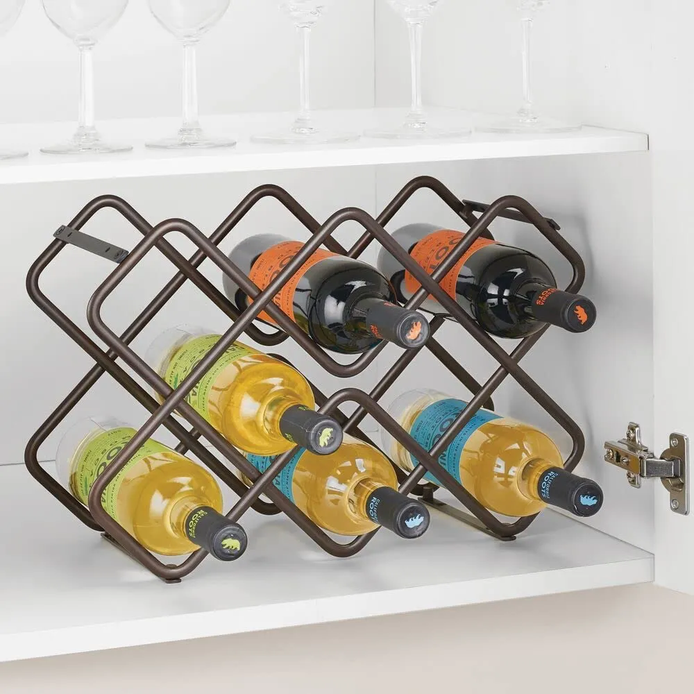 mDesign Flaschenhalter Weinregal 3-stöckig bronze 8 Flaschen Metall