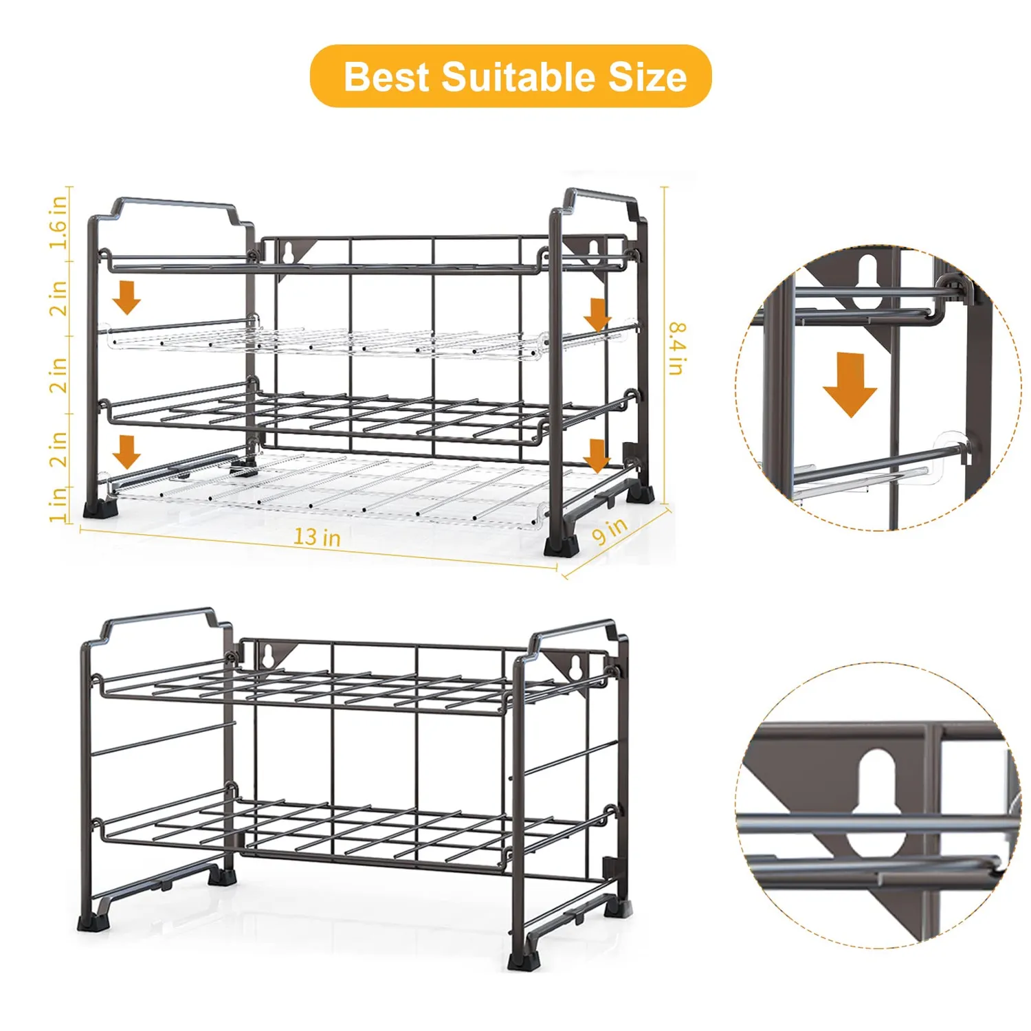 BOMCLAP Briefablage Metall schwarz 2er Set stapelbar