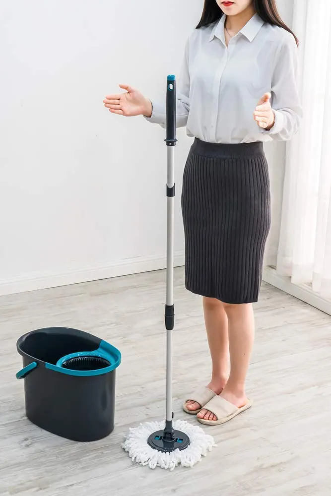 Iris Ohyama KMT-420 Spin Mop grau mit Schleudereimer Set