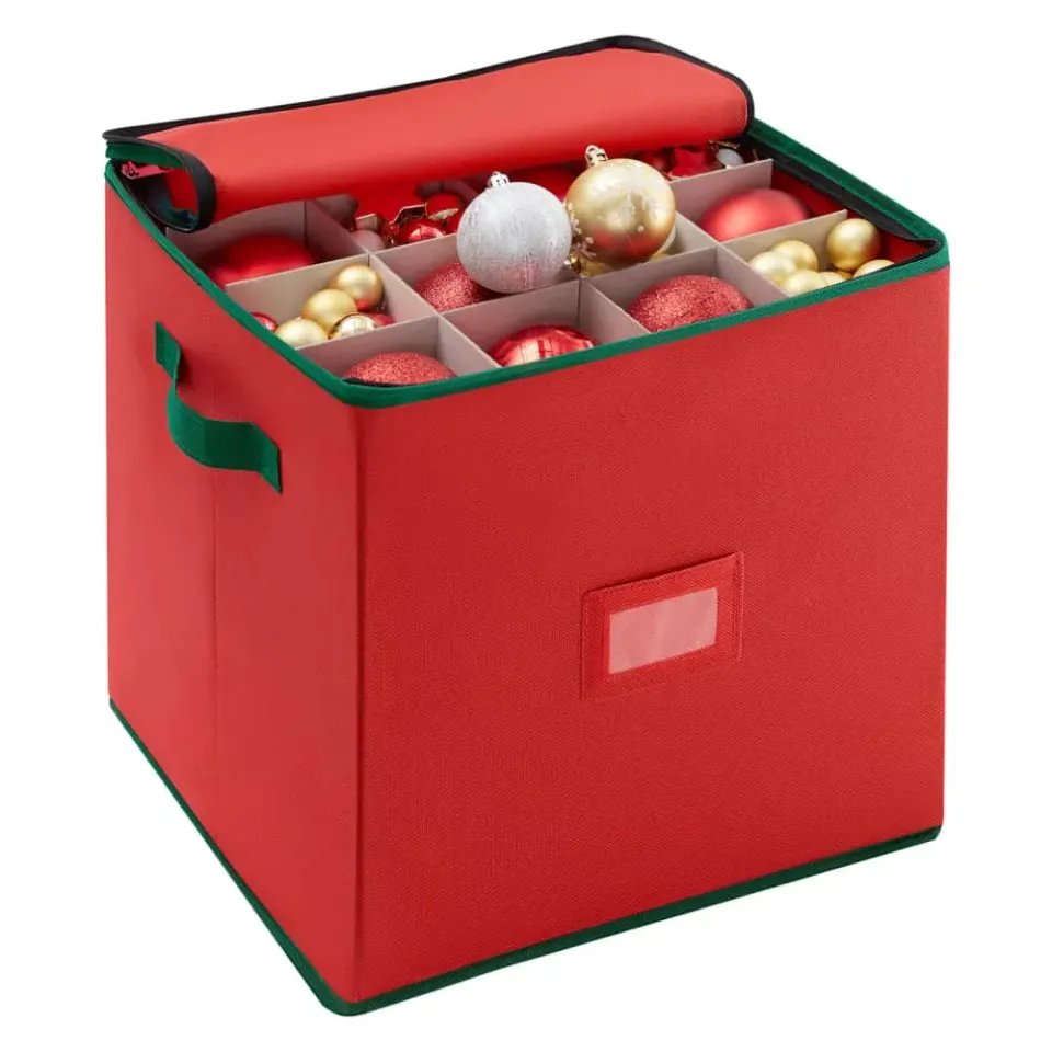 Lifewit Box für 64 Weihnachtskugeln Aufbewahrungsbox Rot stapelbar
