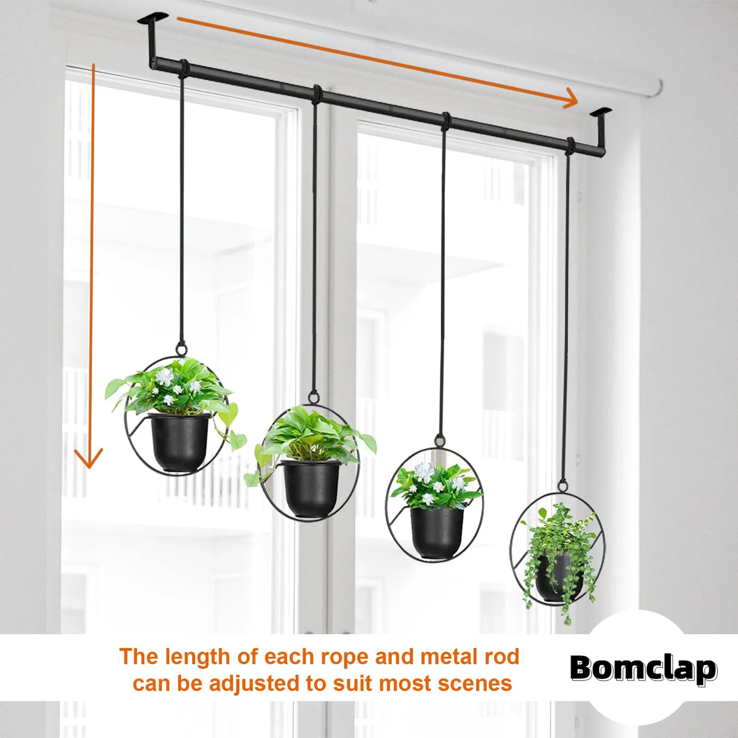 BOMCLAP Hängeblumentopf 4er Set schwarz Melamin