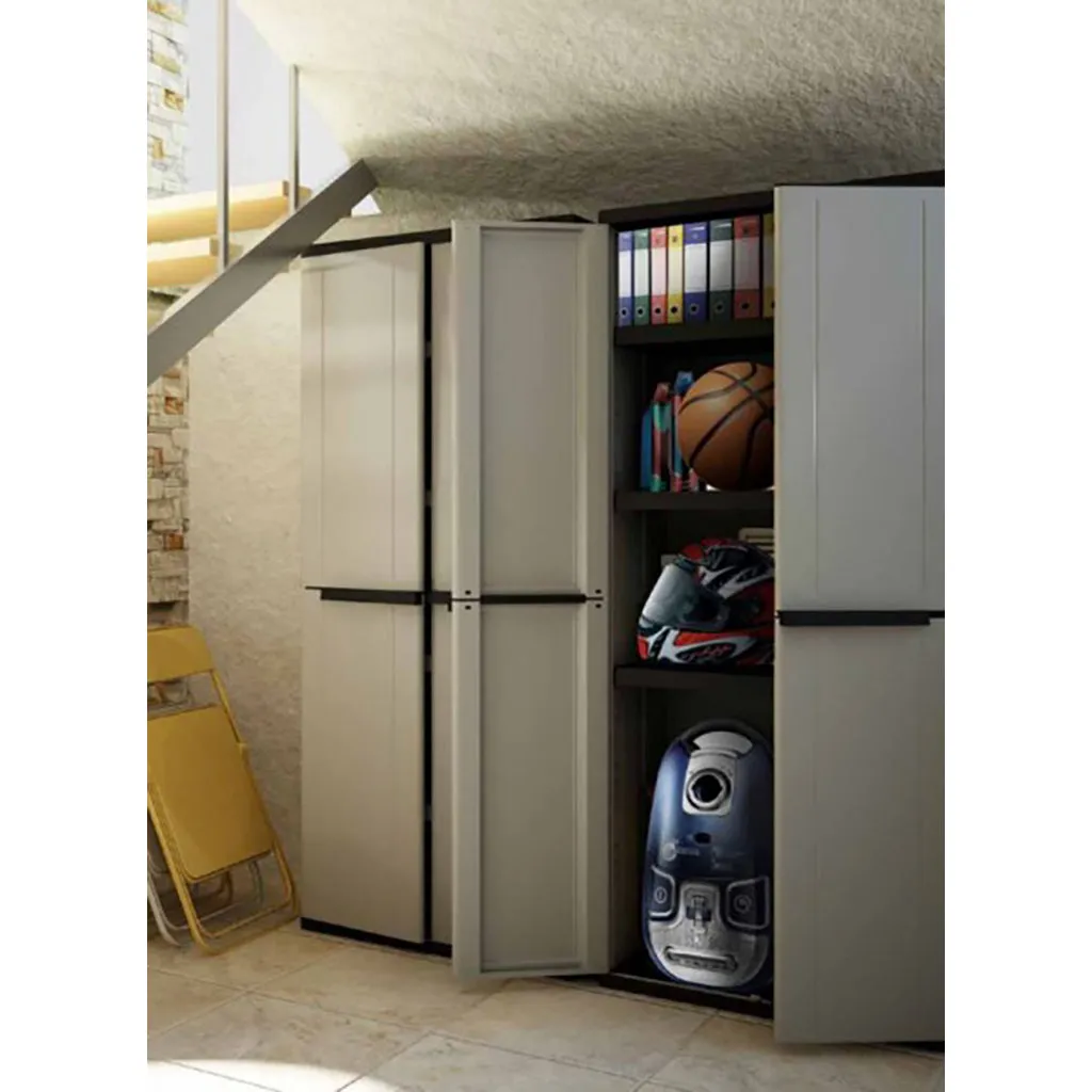 Kreher JLine Kunststoffschrank Grau 68x37,5x163,5 cm 3 Böden