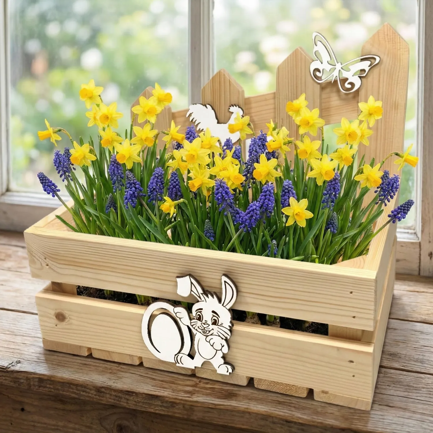 GoodFreshDecor Osterkiste 30x20x12 cm Natur Hase