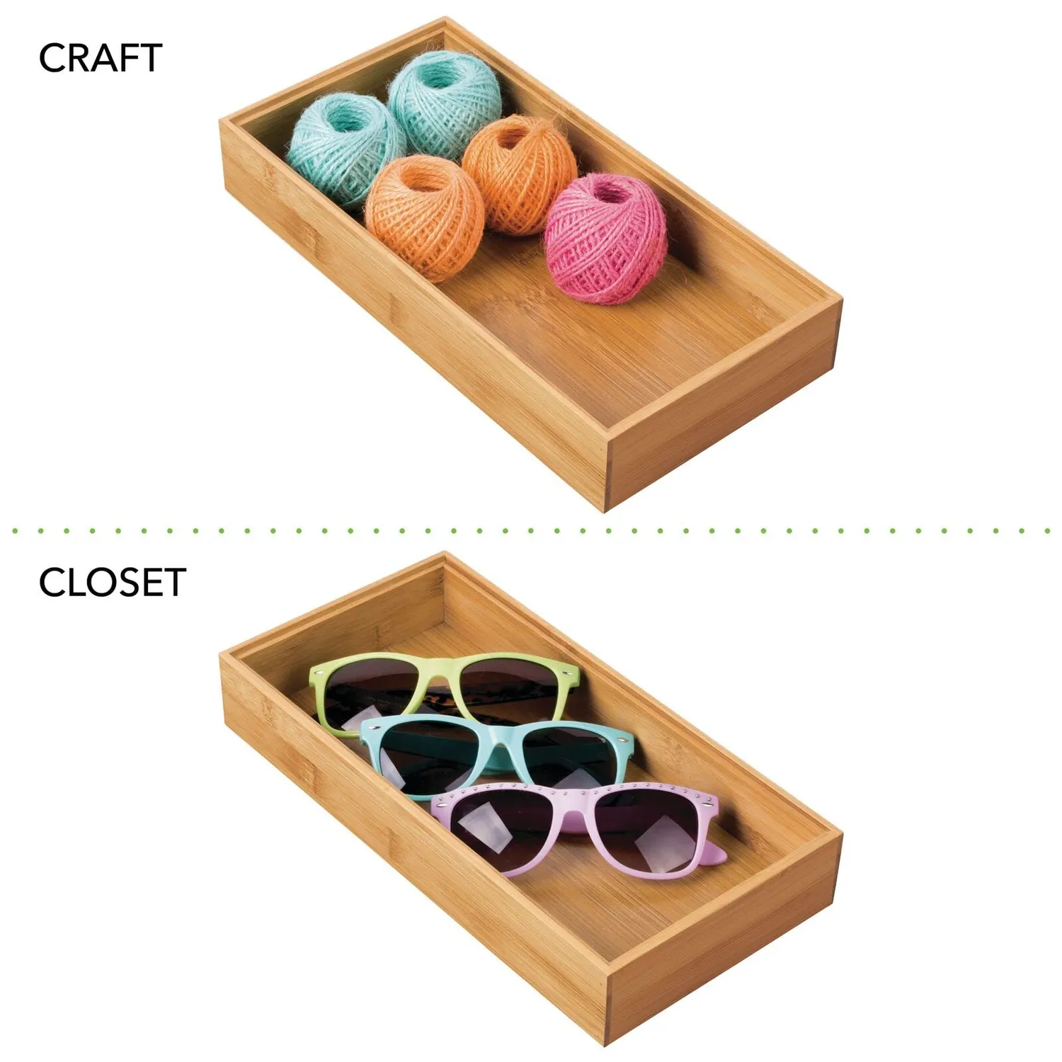 mDesign Bambus Schubladen-Organizer 30,5 cm 4er Set natur
