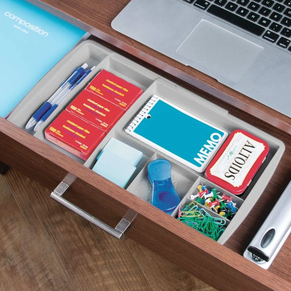 mDesign Schubladenbox Schreibtisch Organizer Hellgrau 7 Fächer