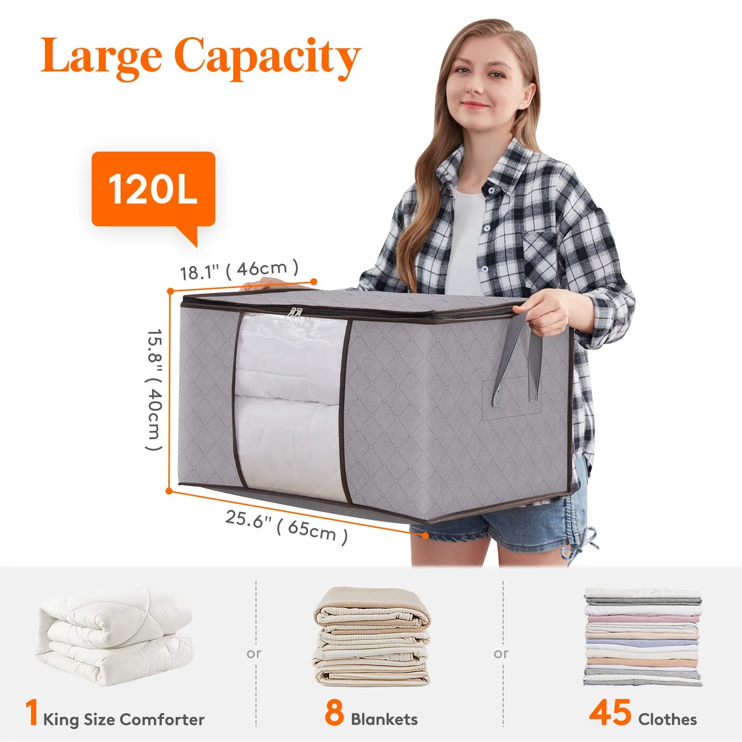 Lifewit Aufbewahrungstasche 120L 3er-Pack Hellgrau