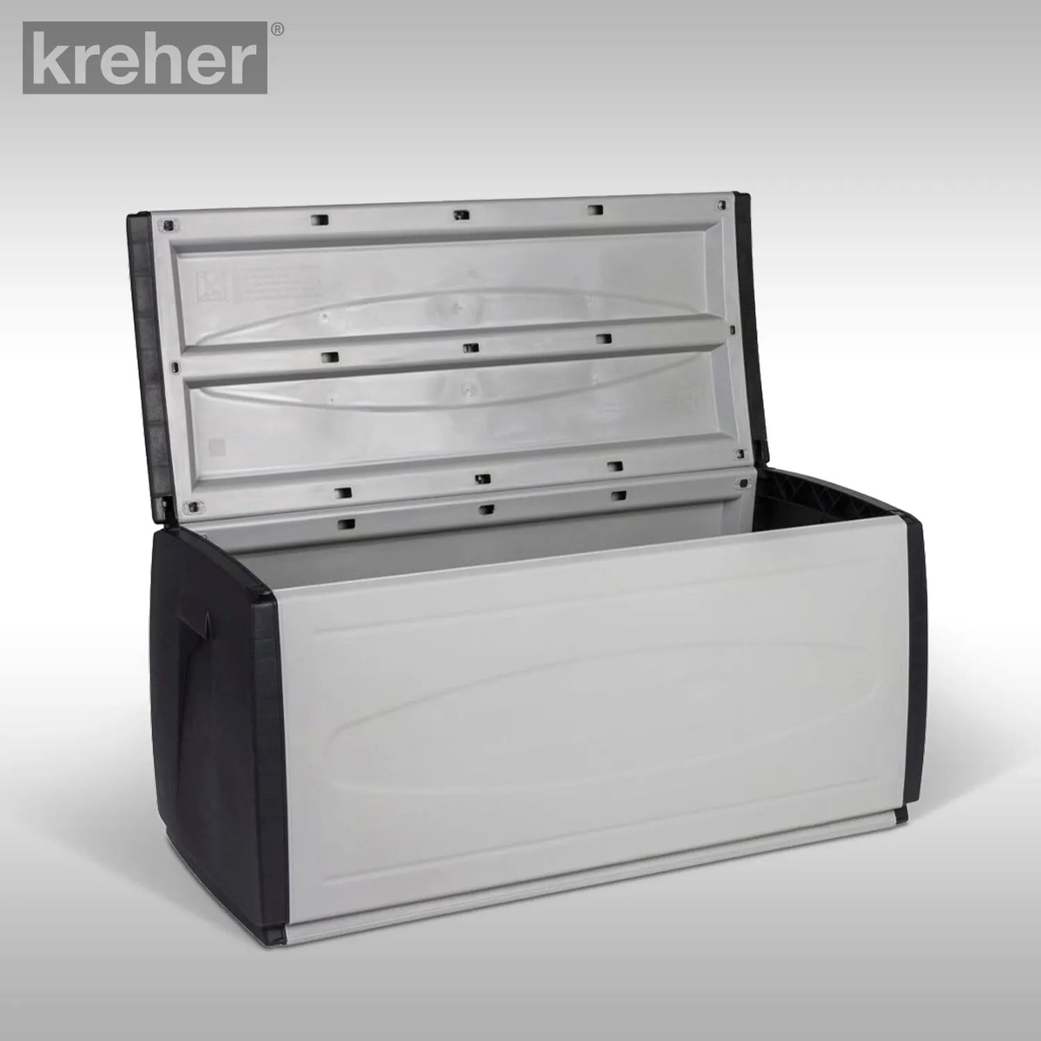 Kreher Mehrzweckbox Kissenbox 308 L Schwarz-Grau Sitztruhe Deckel