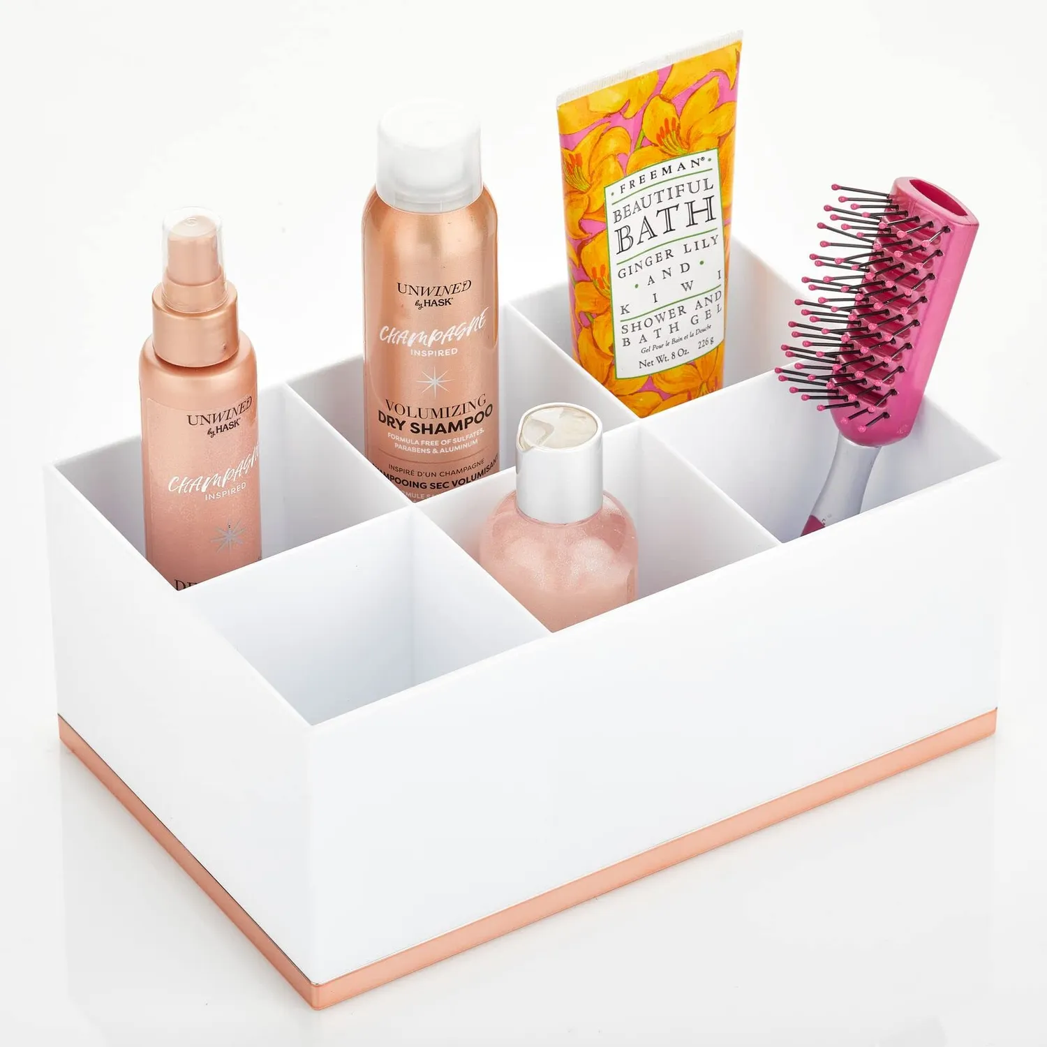 mDesign Make-up Organizer 6 Fächer weiß rotgold Kunststoff